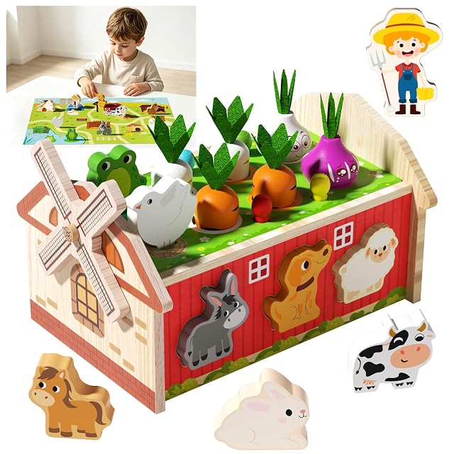 edutree Juguete de Madera Montessori Granja para Niños 2 3 4 Años