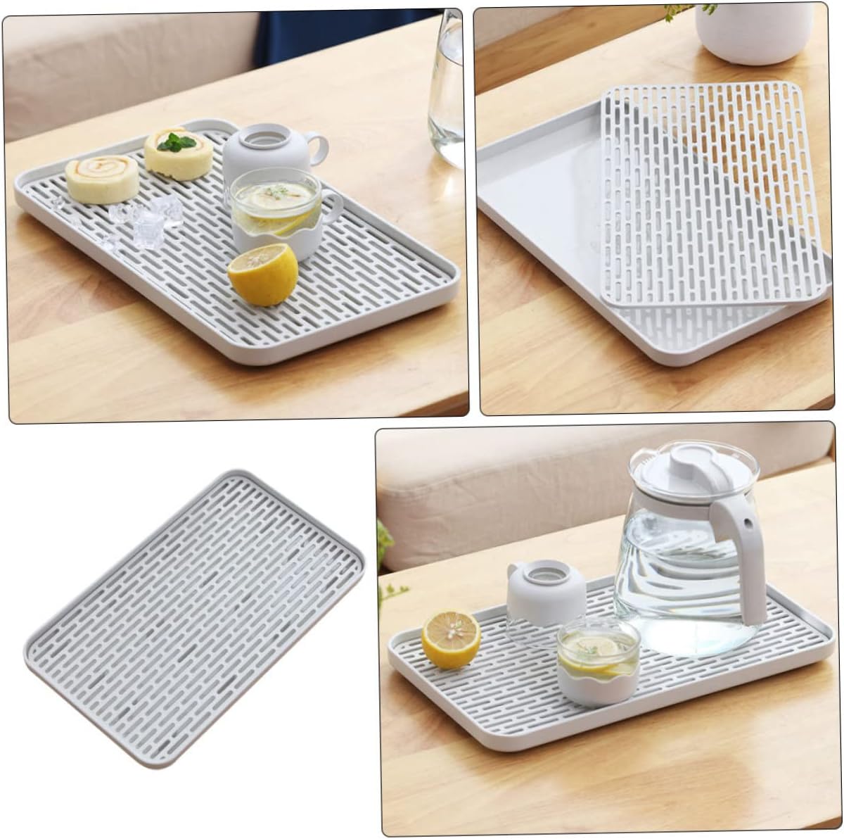 Double Layer Drain Tray Plastic Storage Tray PP for Household Cup Washing | Detachable Design, Quick Water Drainage, Air Circulation, Smooth Edges, White Finish, Suitable for Draining
