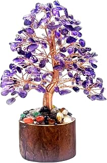 Amethyst Small Crystal Healing Chakra Tree of Life, Sister Women Birthday Spiritual House Warm Gifts, Home Office Room Desk Décor Gem Stone Healing Crystal Tree Positive Energy & Good Luck
