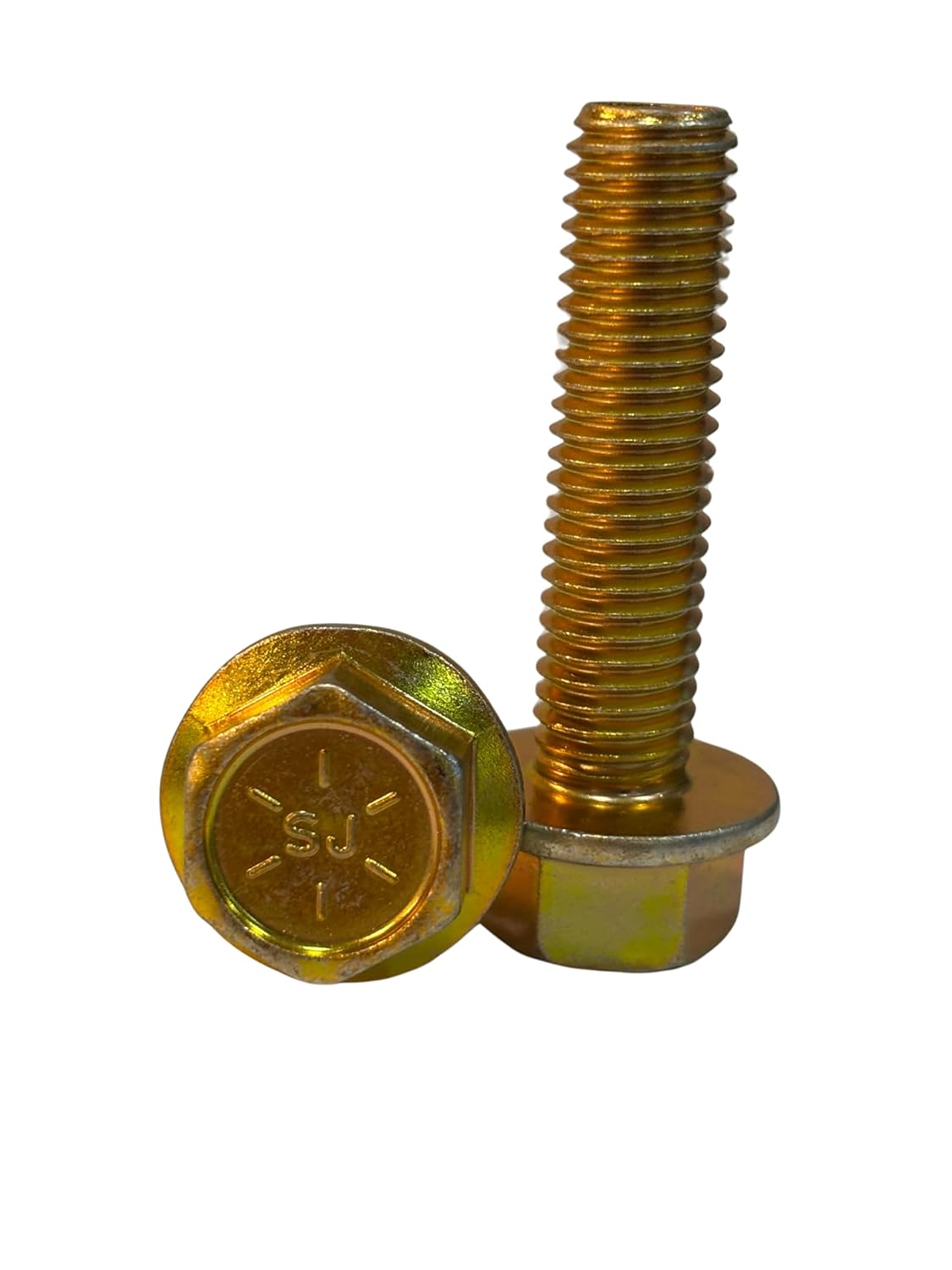 (15 Pieces) 5/8-11x2 1/2" Grade 8 Hex Flange Bolts Screws UNC Coarse Full Threads Zinc Yellow Trivalent