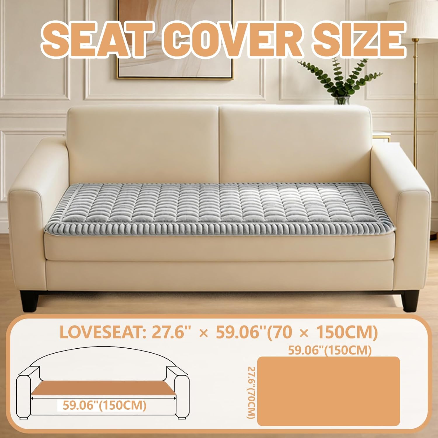Couch Cover for Dogs Washable,Non Slip Fuzzy Durable Couch Covers for 3 Cushion Sofa Pet Friendly Sofa Cover Dog Thick Soft Slipcovers Protector Couches Mat Bed (Light Grey,27.6" x 59"/70 x 150cm)