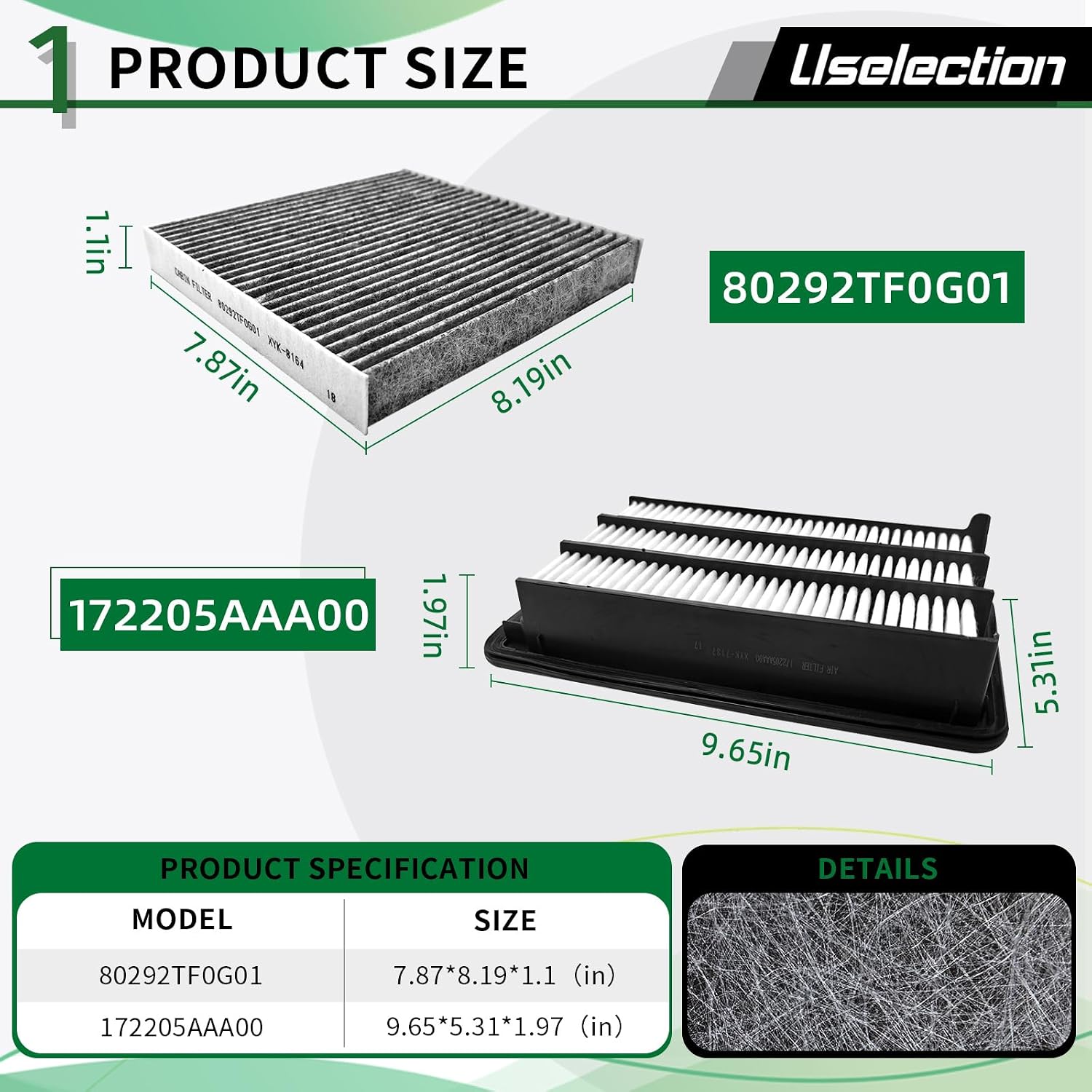 Cabin Engine Air Filter W/Activated Carbon Kit for Honda CRV 2017-2021 1.5L L4 Only, Civic 2016-2021 1.5L, Replaces 172205AAA00 XA10498 80292TF0G01 17220-5AA-A00 80292-TF0-G01