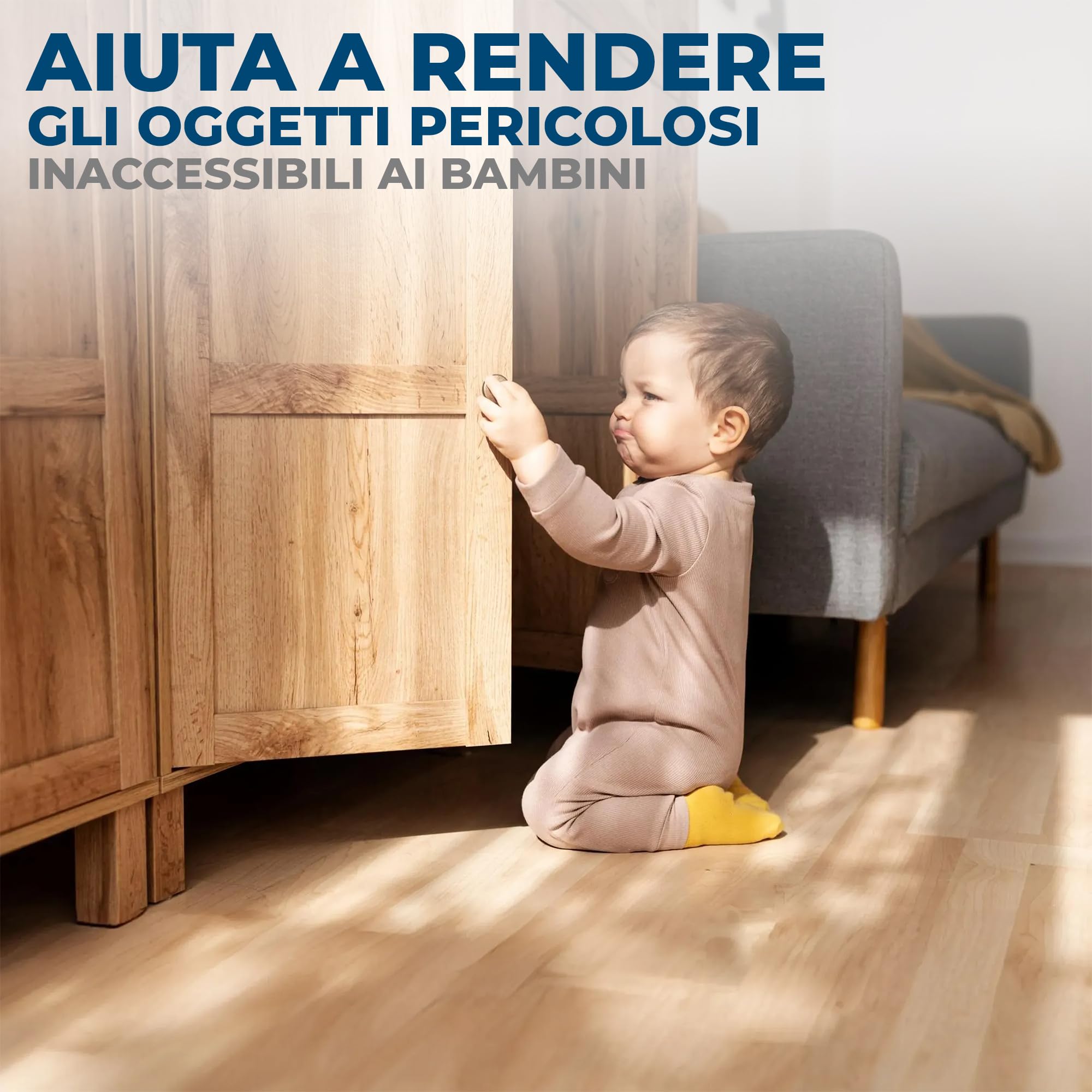 Blocca Cassetti per Bambini Hoffenbach 12 Serrature 3 Chiavi Chiusura Magnetica Bianco