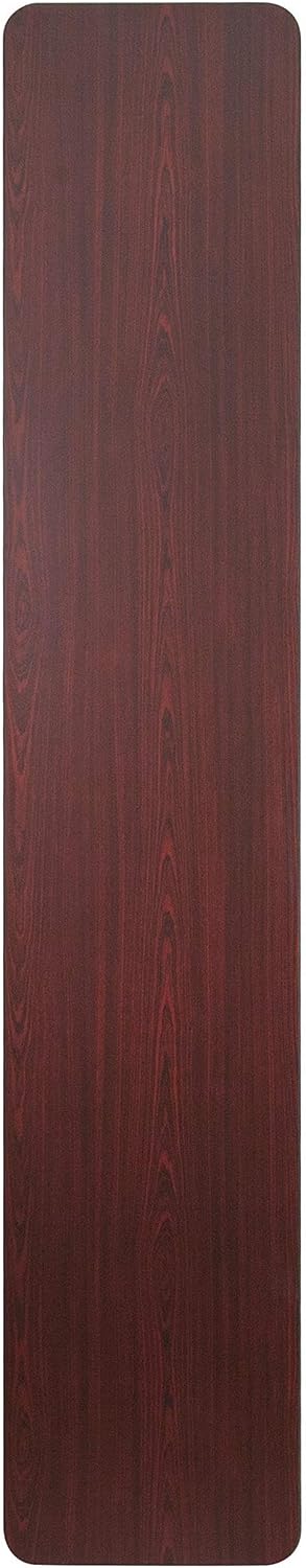 BOWERY HILL 18" x 96" Rectangular Folding Table, Mahogany Finish, High Pressure Laminate Top, 18 Gauge Steel Legs, Training Style Table for Classroom, Banquet Hall or Hospitality Use