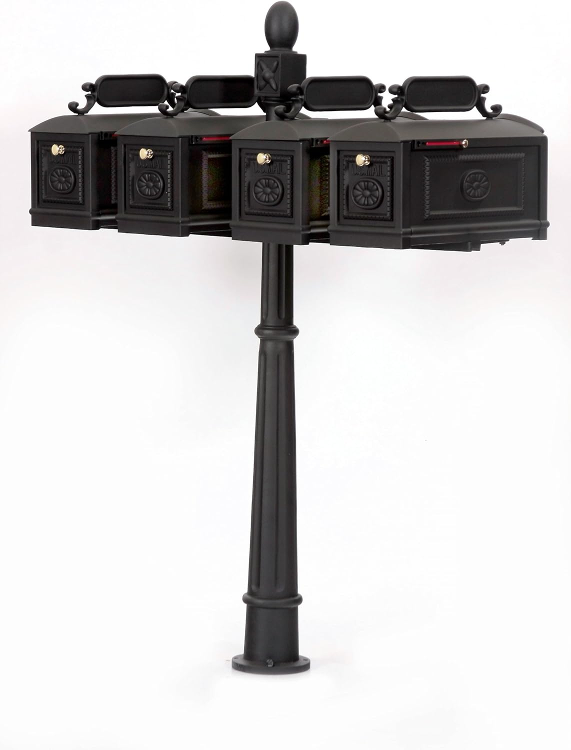 Quadruple Contemporary Residential Curbside Cast Aluminum Mailbox Black Authentic * Original * Exclusive