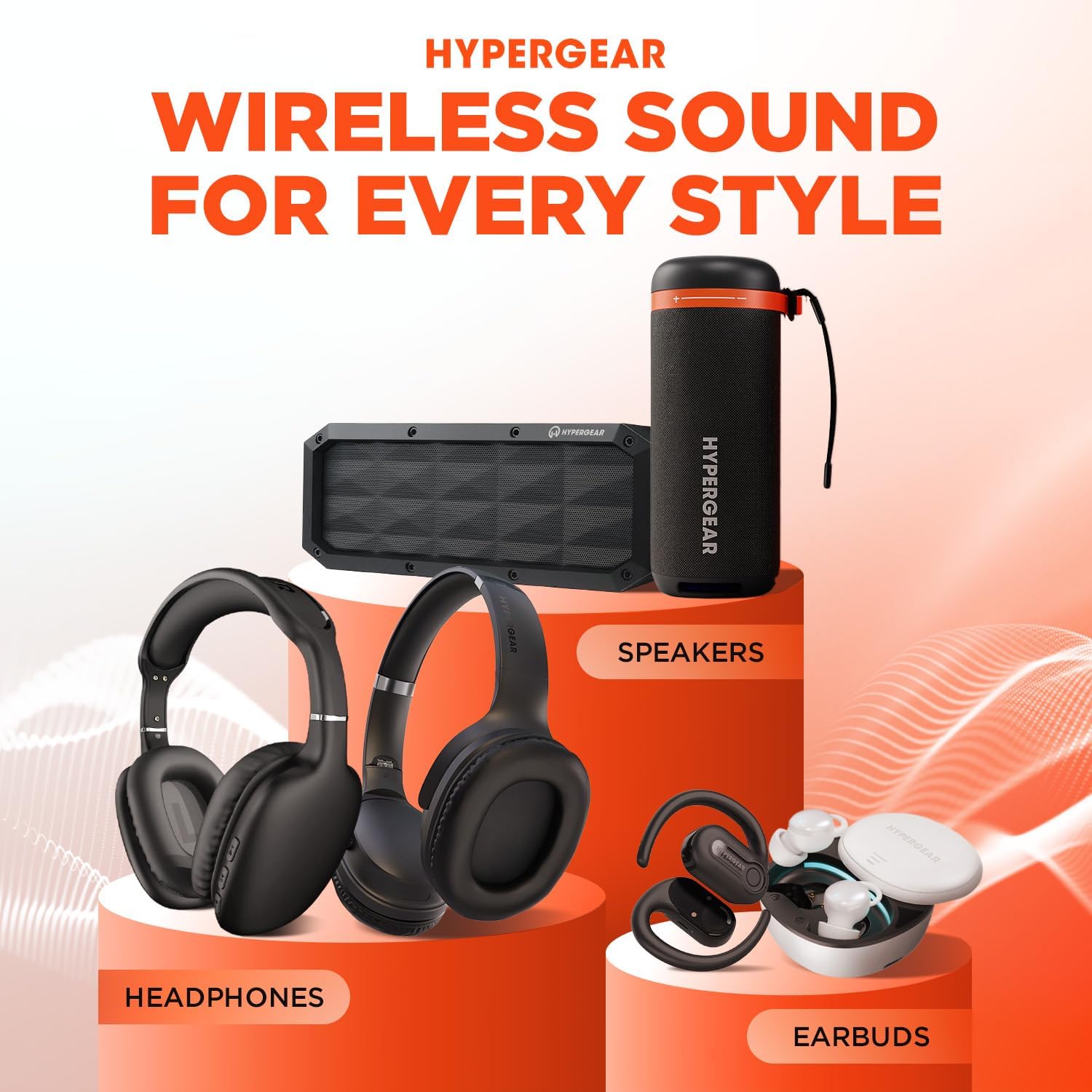 HyperGear Wireless Headphones Bluetooth White- Noise Isolation Headphones Wireless Over The Ear Head Phones, Gym Headset Built-in Mic Controls Square Foam Cups Foldable Headphone for Women and Men - Image 6