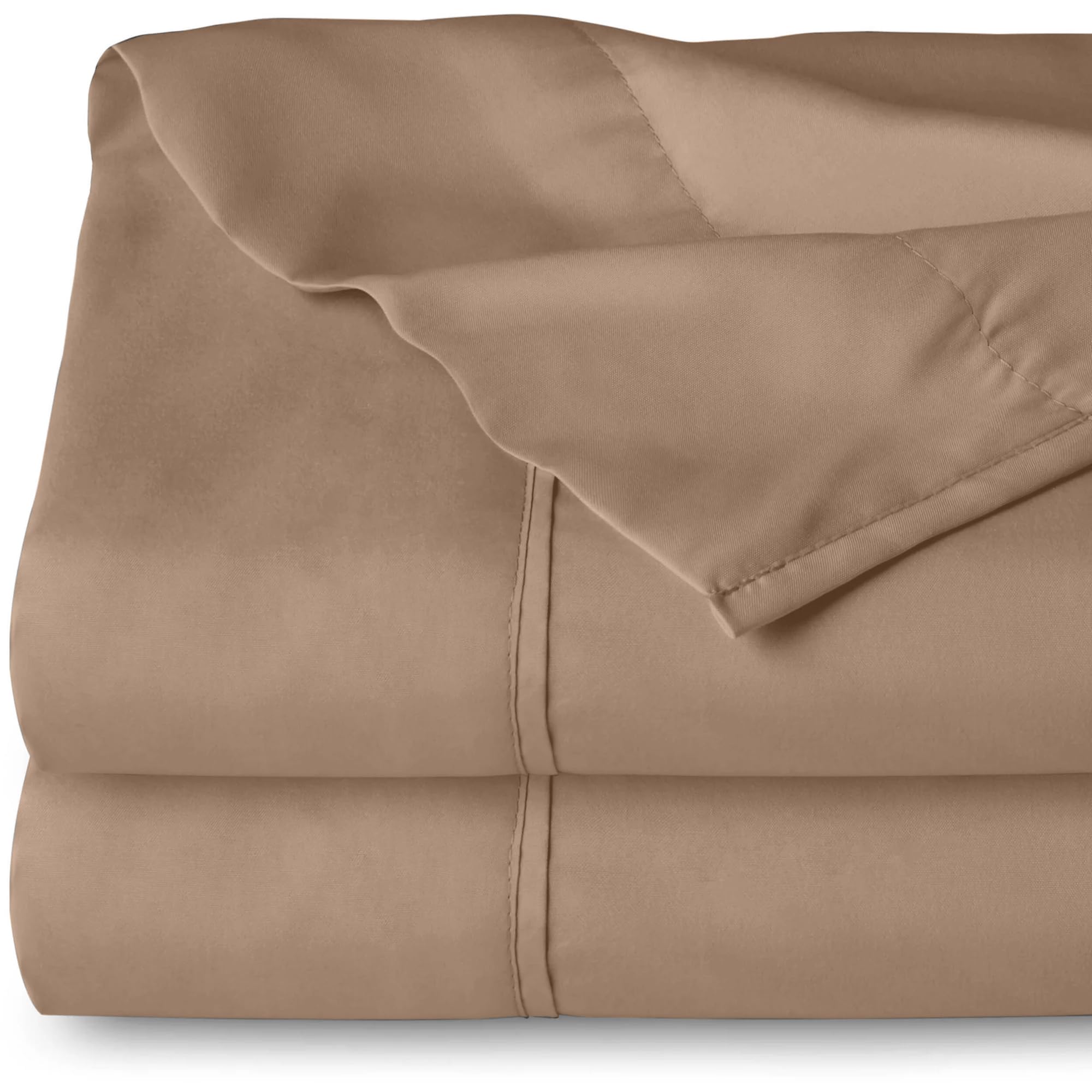 Yorkshire Bedding Flat Sheet Super King 100% Egyptian Cotton 200 Thread Count Hotel Quality Beige Bed Sheets 2 Pack