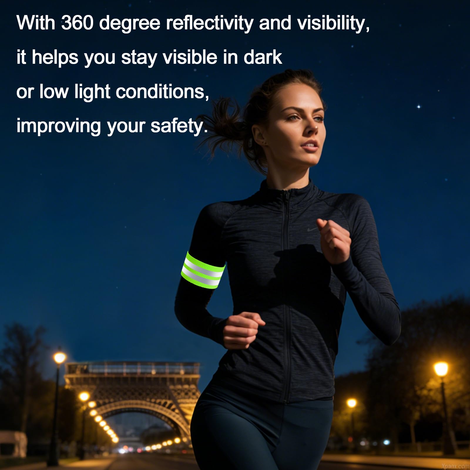 4 Pack High Visibility Reflective Armbands - Elastic Adjustable Bands for Running, Cycling, Walking - Night Safety Wristbands & Ankle Bands with Reflective Strips - 5