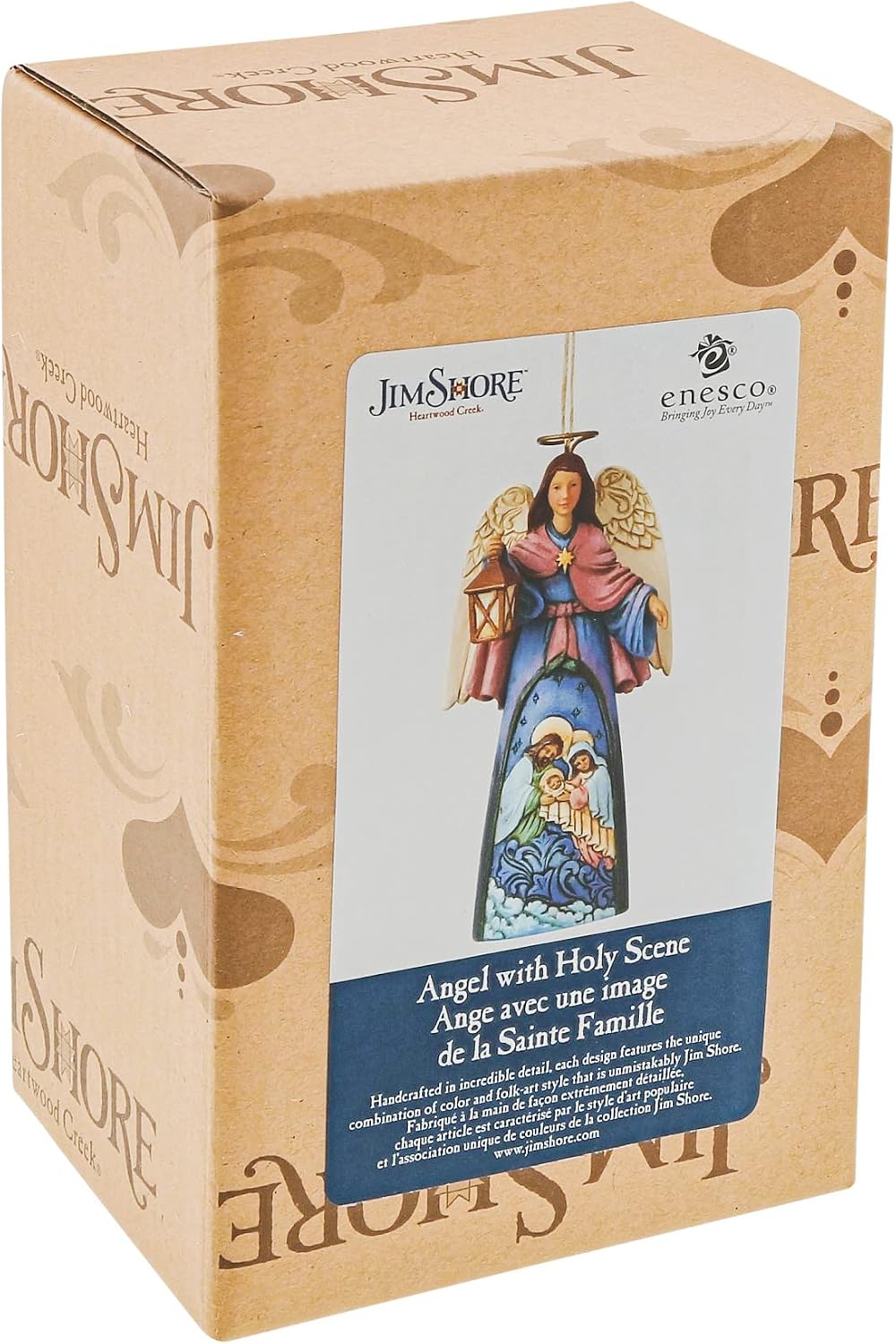 Enesco Jim Shore Heartwood Creek Nativity Angel Holding Lantern Hanging Ornament, 4.72 Inch, Multicolor for Christmas