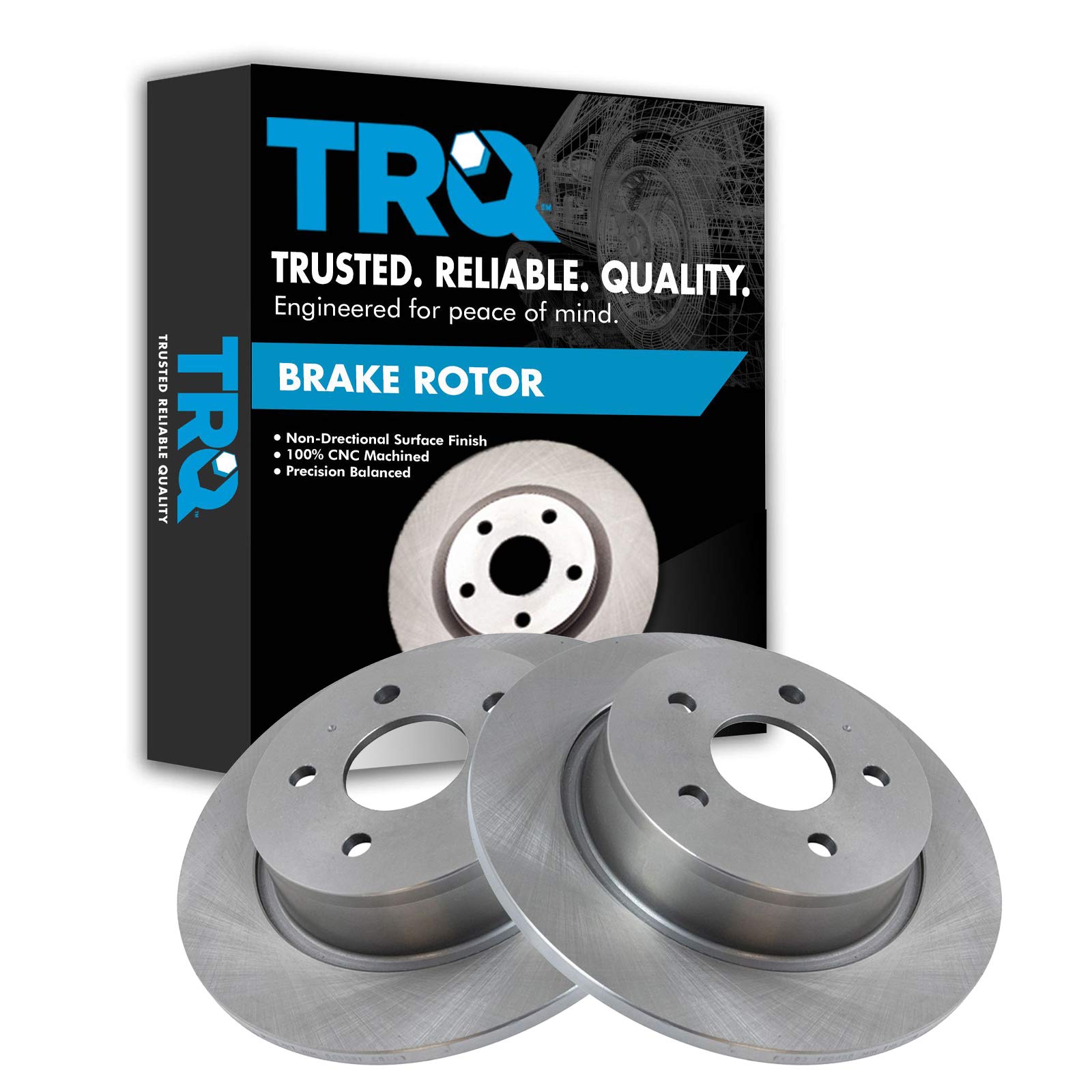 TRQ Rear Brake Rotor Set Solid Compatible with 2013-2018 Ford C-Max 2013-2016 Escape 2014-2018 Transit Connect