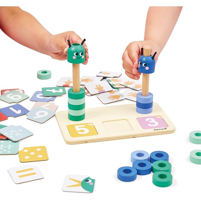 Foto 8 de 8 de Janod - Gama Pedagogía - Componer y Comparar Números - 23 Accesorios de Madera FSC + 33 Cartas