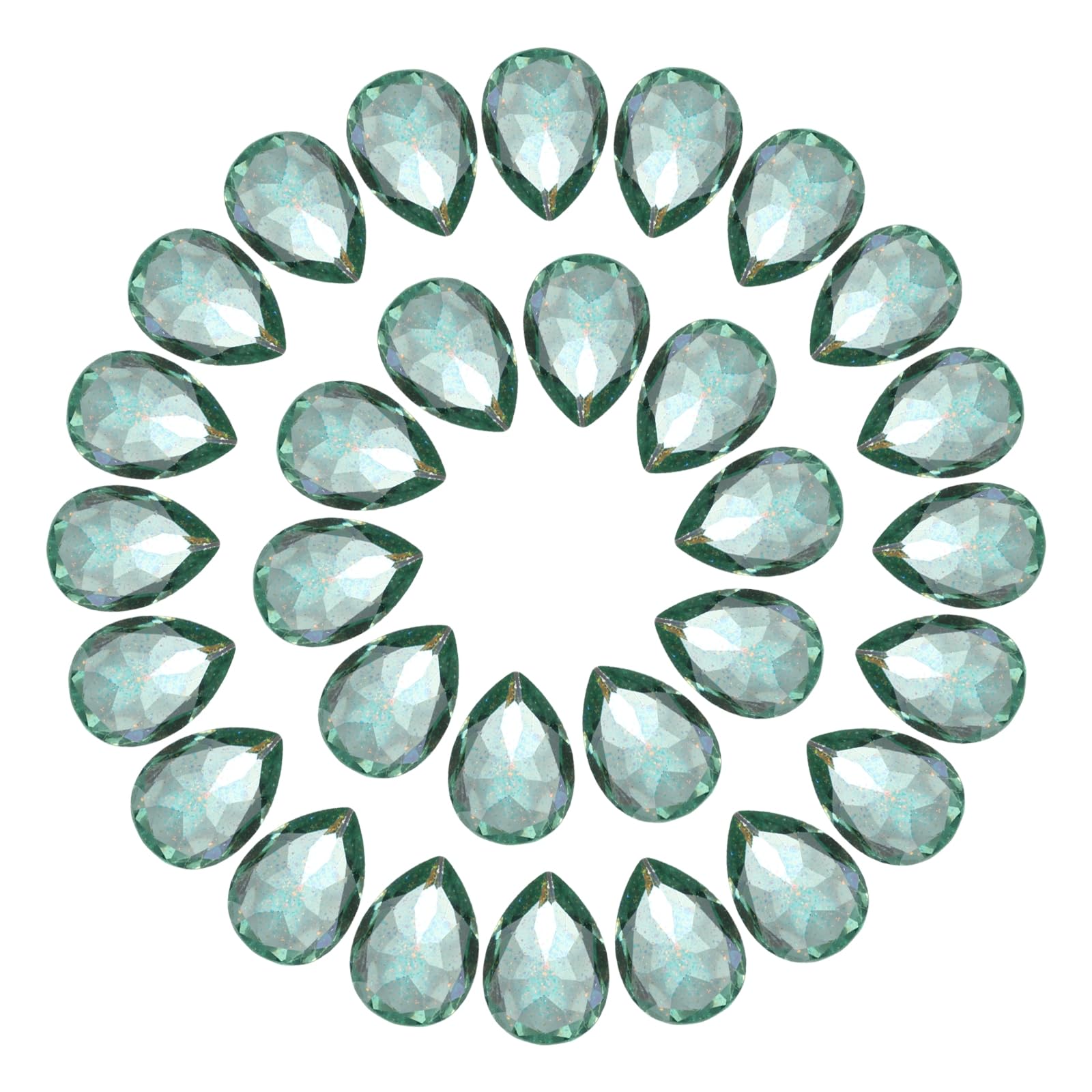 sourcing map 30Pcs Teardrop Rhinestones 10 x 14 mm Resin Pointed Back Rhinestone Beads Gems for Jewelry Making Costume Crystal Embellishments Crafts, Emerald Green