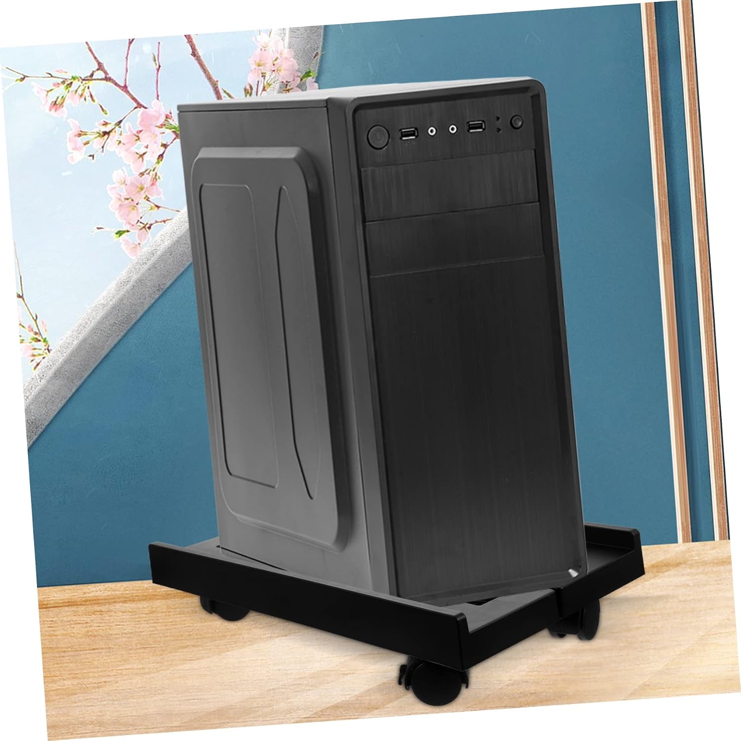 Housoutil Desk Rolling Computer Stand Telescopic Tower Stand Under Desk Holder Material