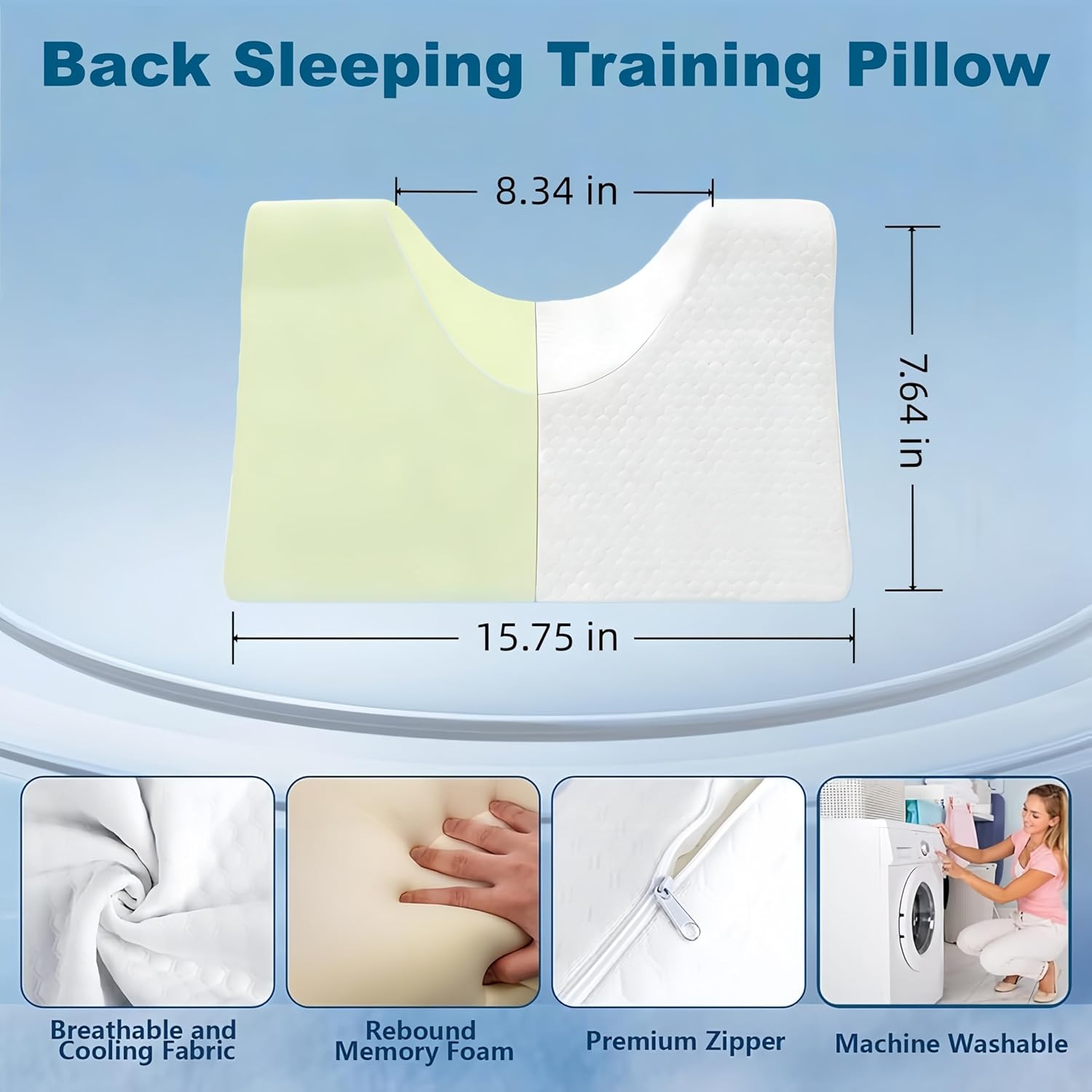 Facial Surgery Recovery Pillow, Memory Foam Support Back Sleeping Training Pillow for After Face Lift Surgery, Suit for After Neck Surgery Hair Transplant or Nose Job Pillow