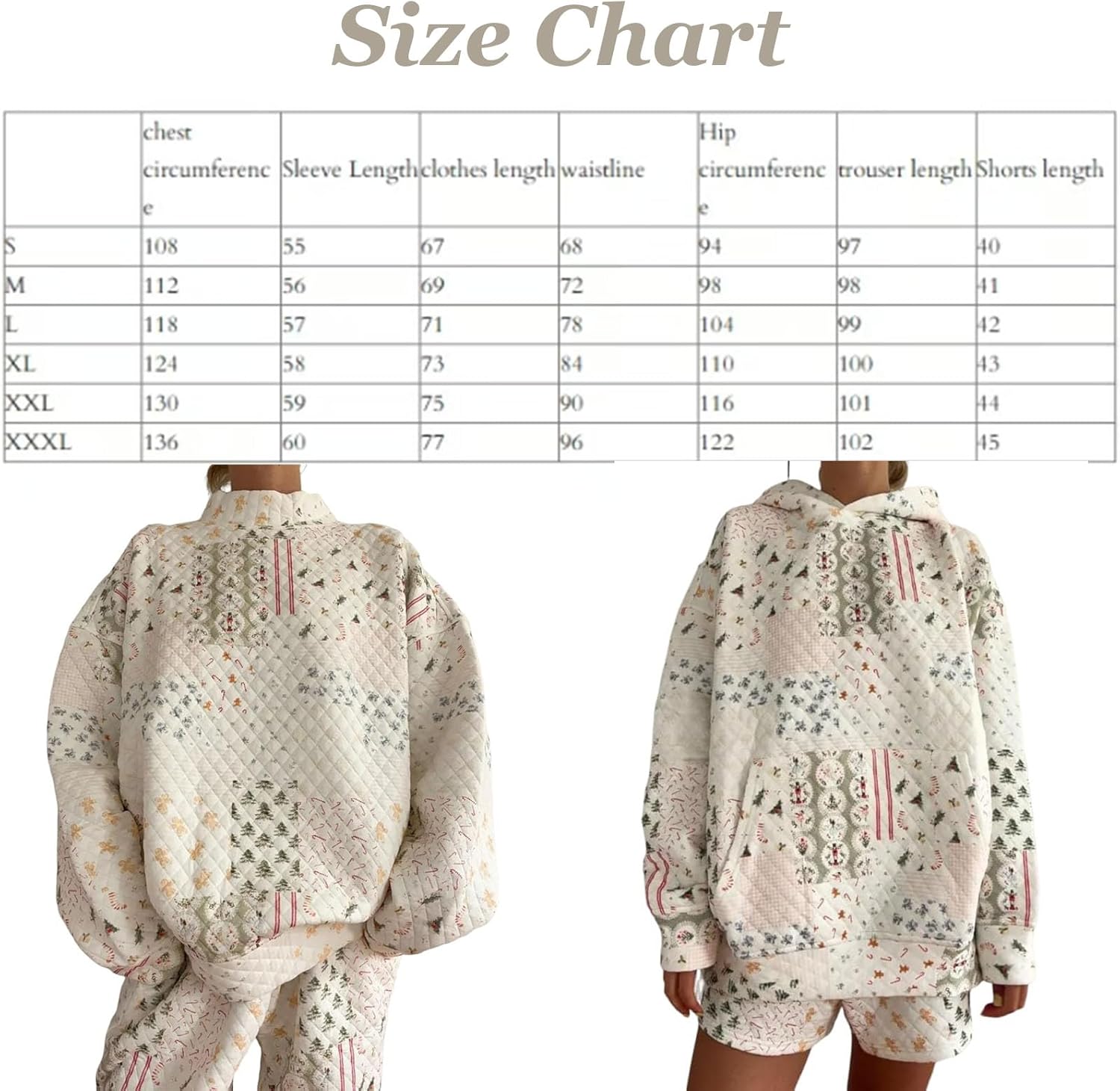 Giltpeak Christmas Holiday Quilted Mockneck Sweatshirt Set, Quilted Sweatshirt Gift for Casual Loungewear for Women Men