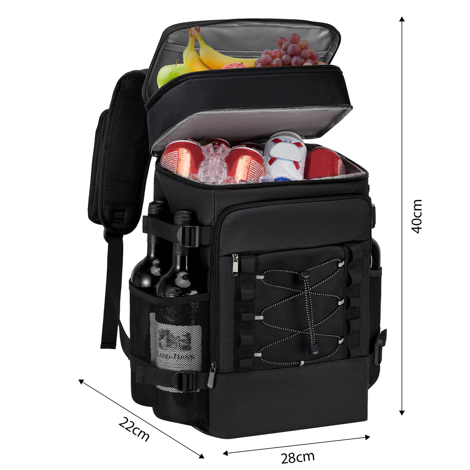 Zaino isolato da 40 litri per attività all'aperto, con spallacci traspiranti e tasche multiple per escursioni e conservazione frigorifera