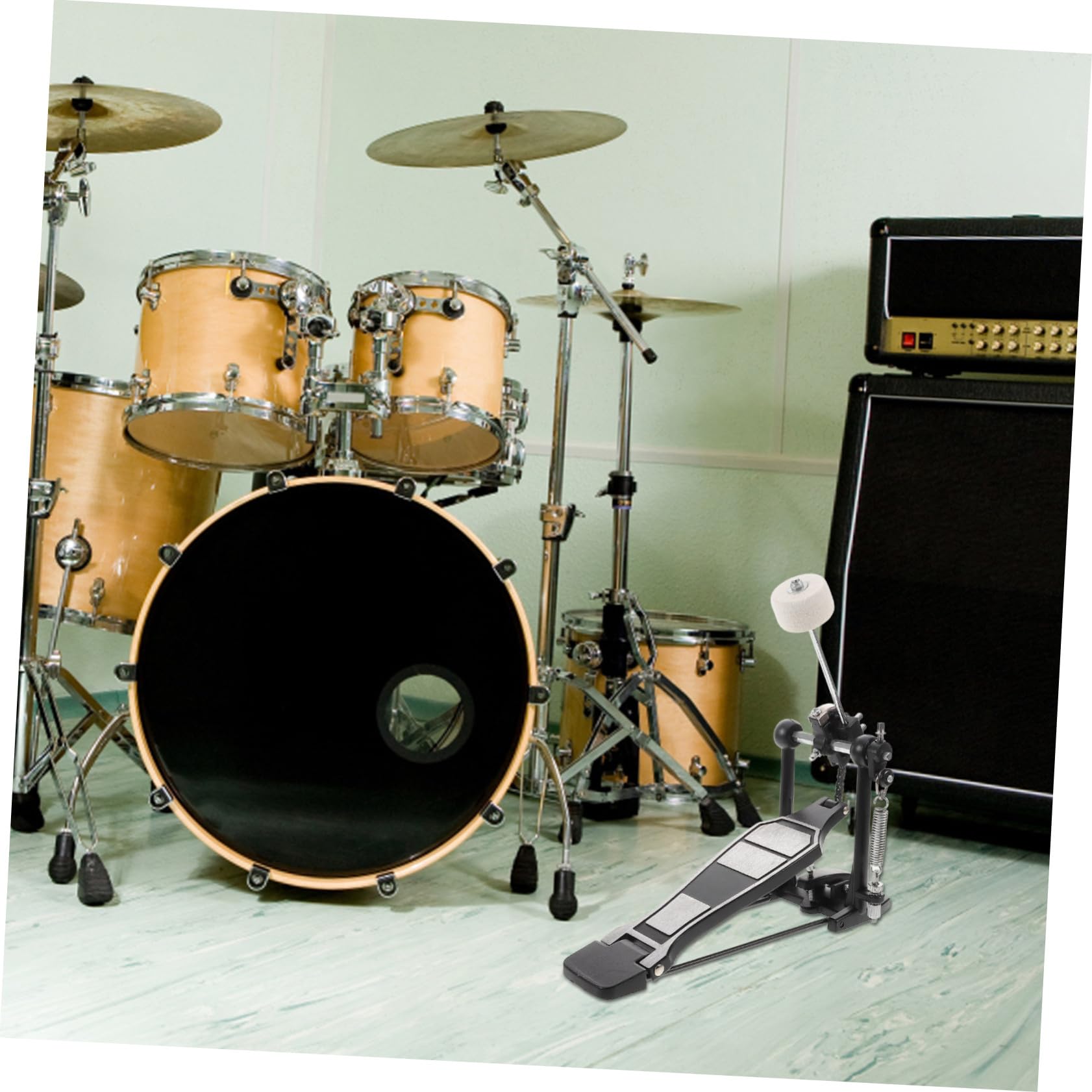 Pedale per Grancassa in Lega di Alluminio per Batteria Acustica e Jazz, Design Antiscivolo Portatile con Chiave per Tamburo, per Esercitazioni e Performance