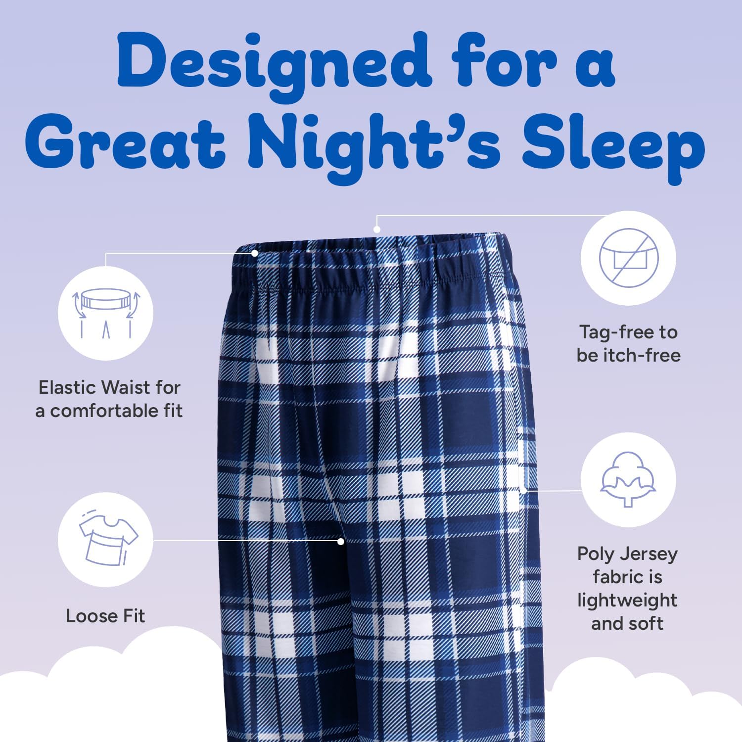 US Angels Boys Pajamas Set | 3-Piece Pant, Shirt, Shorts Sleepwear Pjs for Kids | Loose Fit, Soft, Breathable Blue Plaid - Image 4