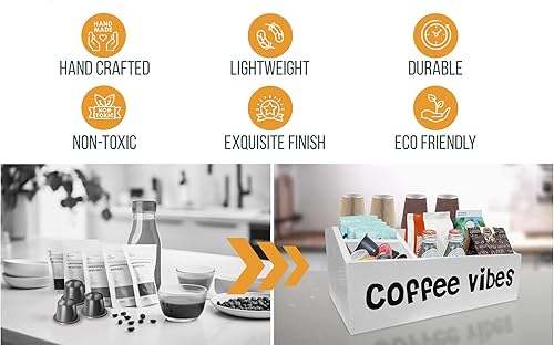 Miniatura 3 de LifeStyle Vibes Organizador de estación de café, organizador de barra de café para encimera con almacenamiento de tazas K, accesorios de estación de