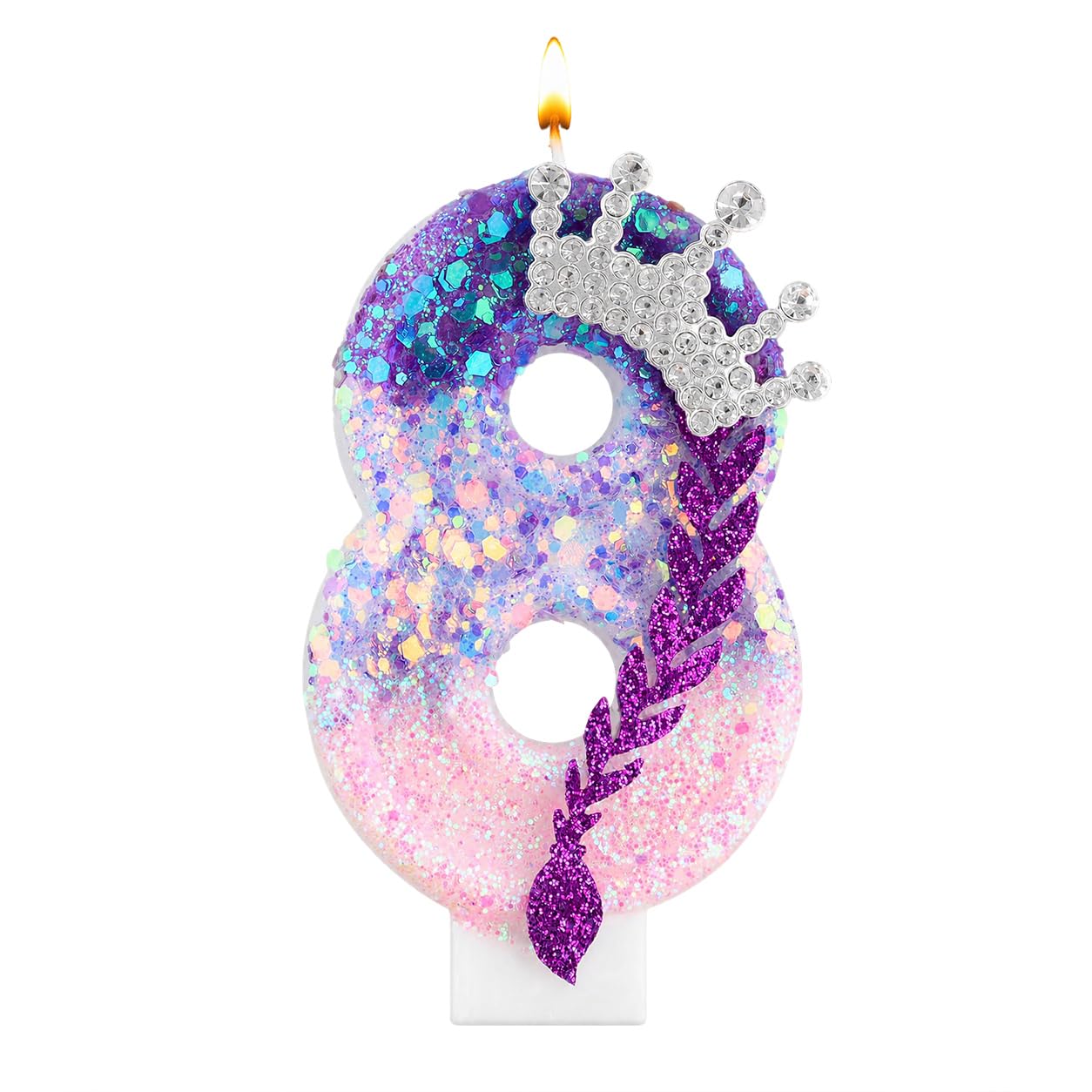 K Pop Number Birthday Candles, Glitter Crown Birthday Candles for Cakes Decoration, Stylish Kpop Music Themed Cake Topper for Girls Birthday Party Supplies & Anniversary Decorations (8 Candle,K Pop)