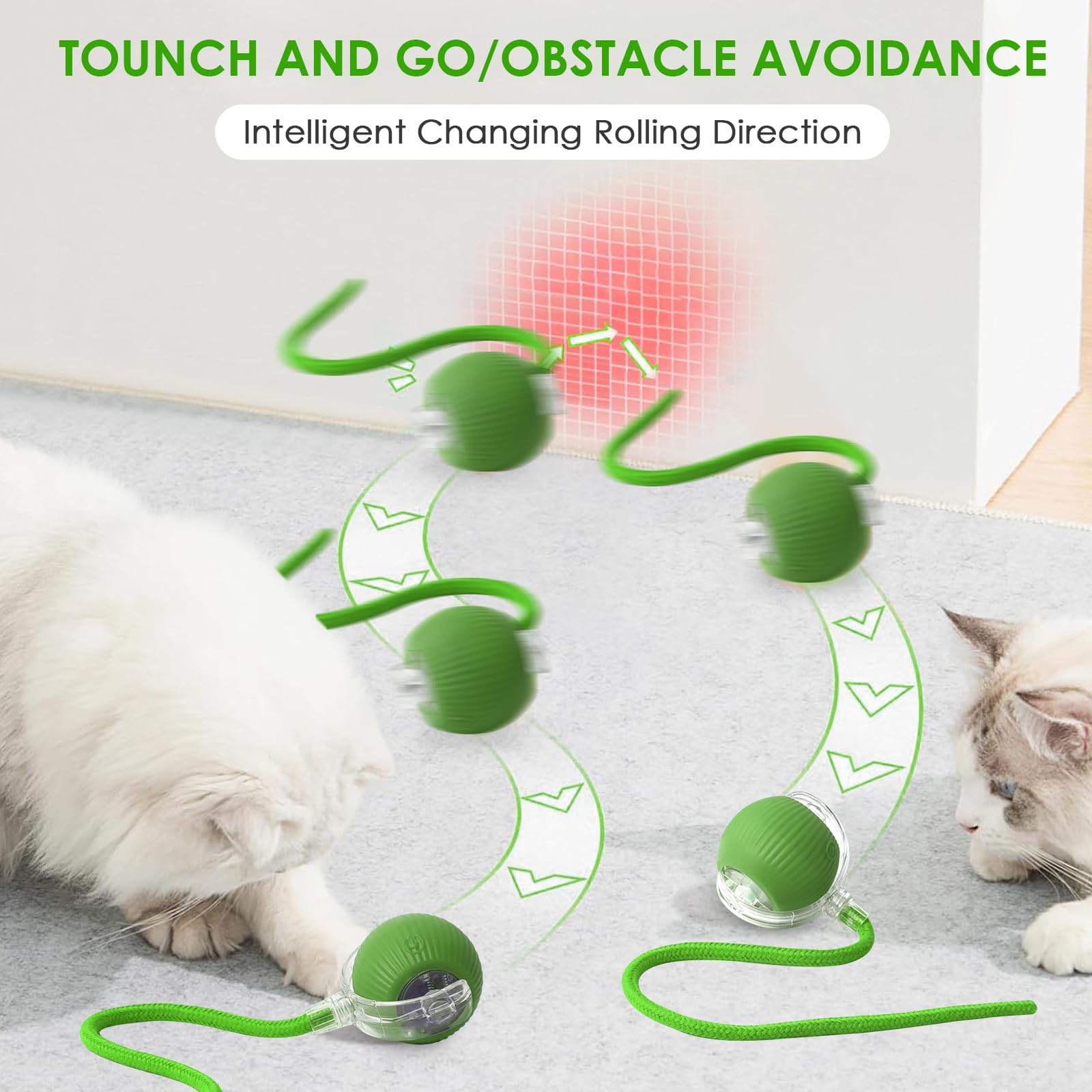 Palla Interattiva Vibrante Per Cani – Movimento Automatico, Attivazione Touch, LED Luminoso, Ricarica USB, Per Gioco Indoor E Outdoor (diametro 5,2 Cm)