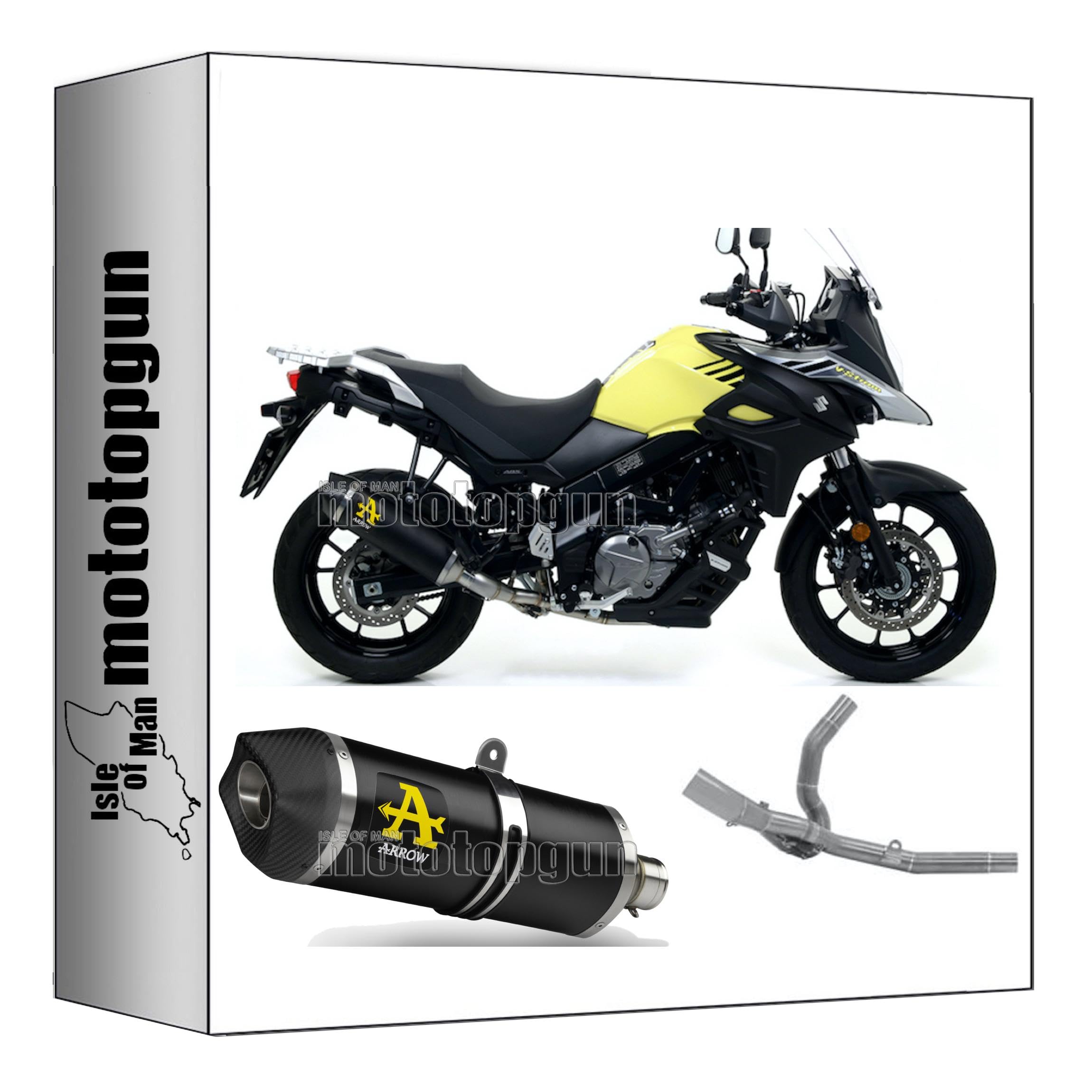 arrow 72622AKN + 71677MI komplettanlage kein kat race-tech aluminium schwarz endkappe carby kompatibel mit suzuki v-strom 650 2017 2018 2019 2020 mototopgun
