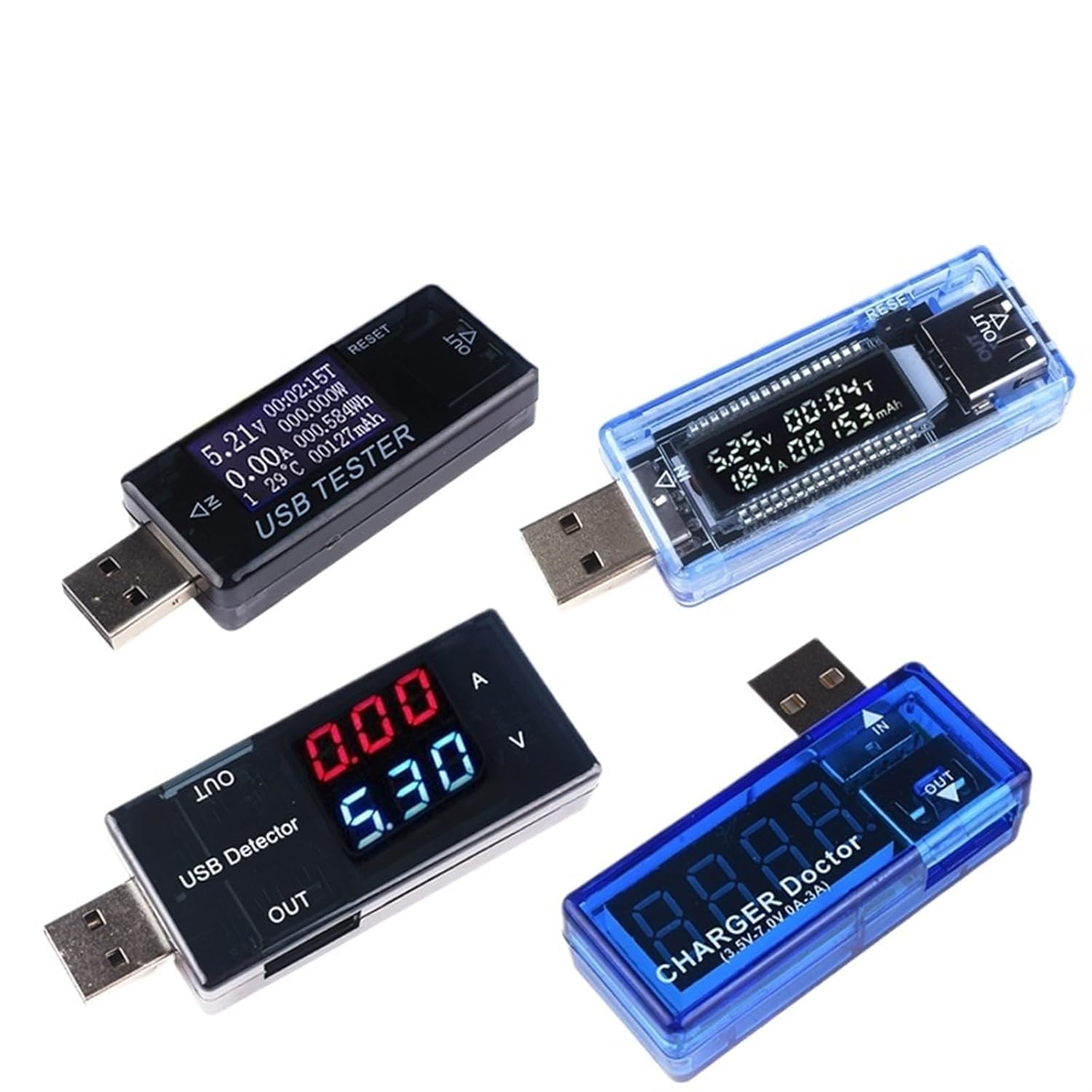 USB Voltmeter Ammeter Current Voltage Tester LCD Digital Display Power Battery Capacity Tester Measurement USB Charge Indicator(3 in 1)