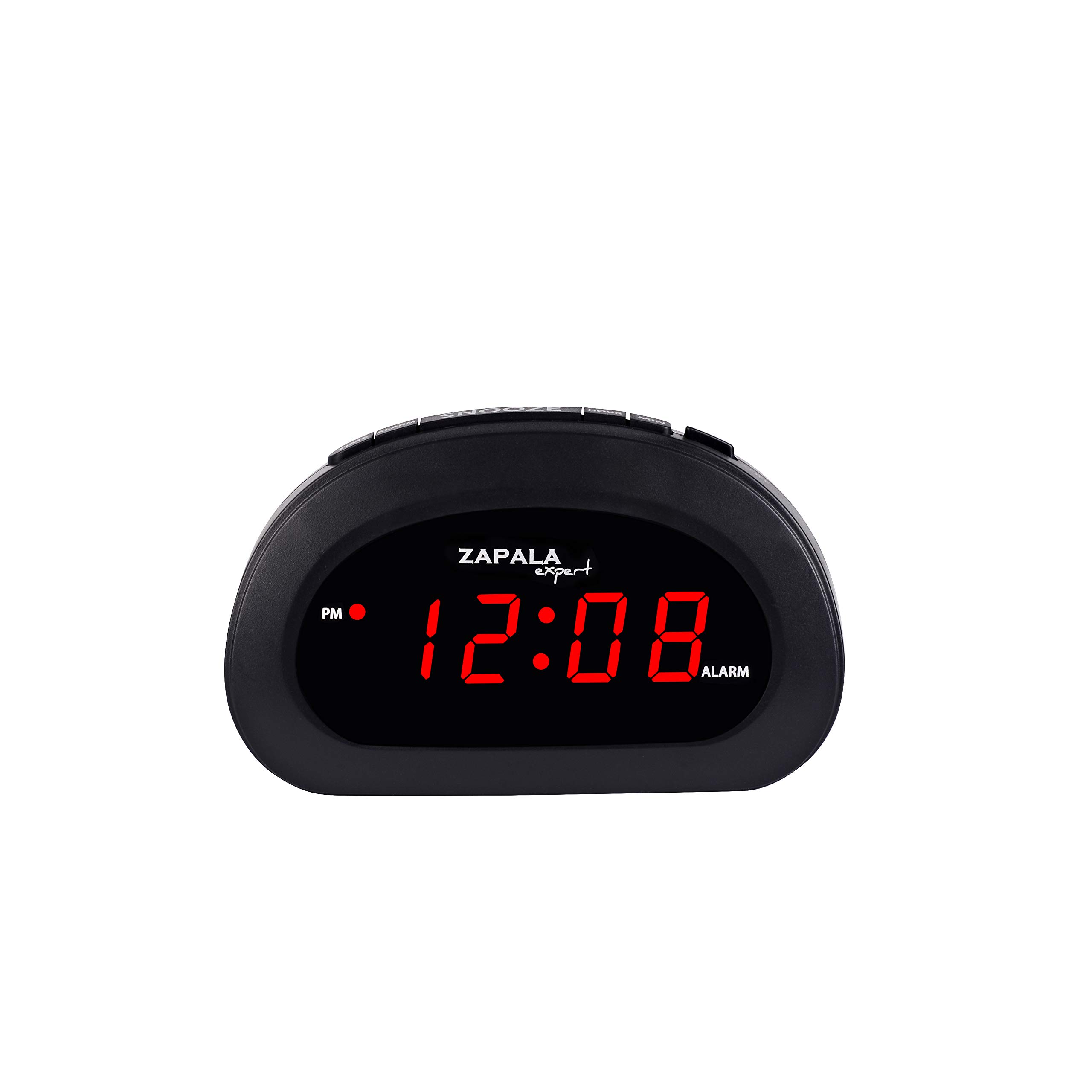LED Digital Alarm Clock, Desk Bedside Clock with Snooze Function, Battery Backup and Mains Powered (Black)