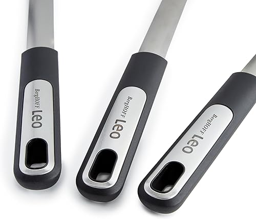 Miniatura 3 de BergHOFF Juego de utensilios de cocina de grafito de 3 piezas, material reciclado, espátula ranurada, cuchara para servir, cucharón de sopa, cabeza