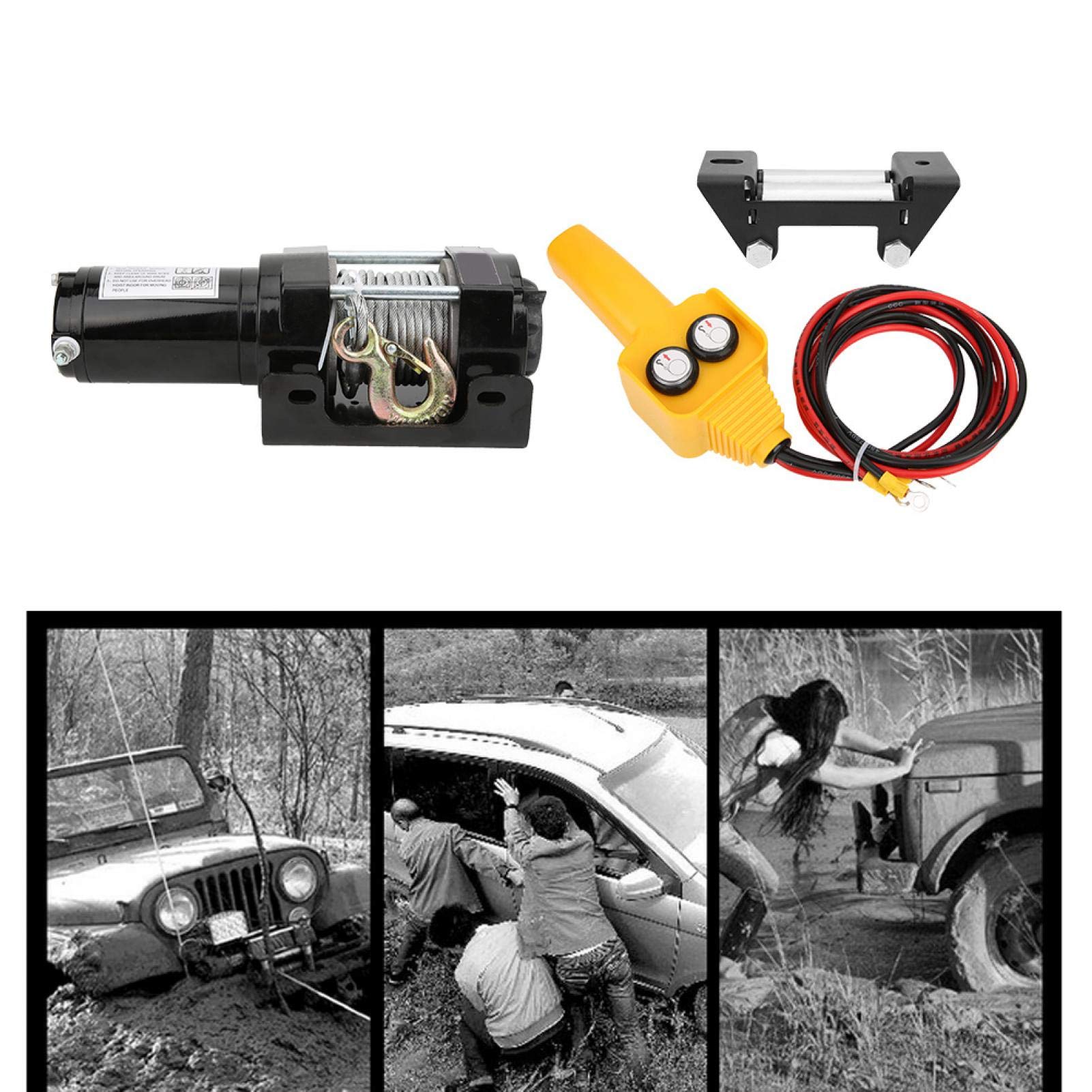 Verricello elettrico 12V Accessorio meccanico Verricello fuoristrada per auto 3500lb Gru per verricello per veicoli fuoristrada