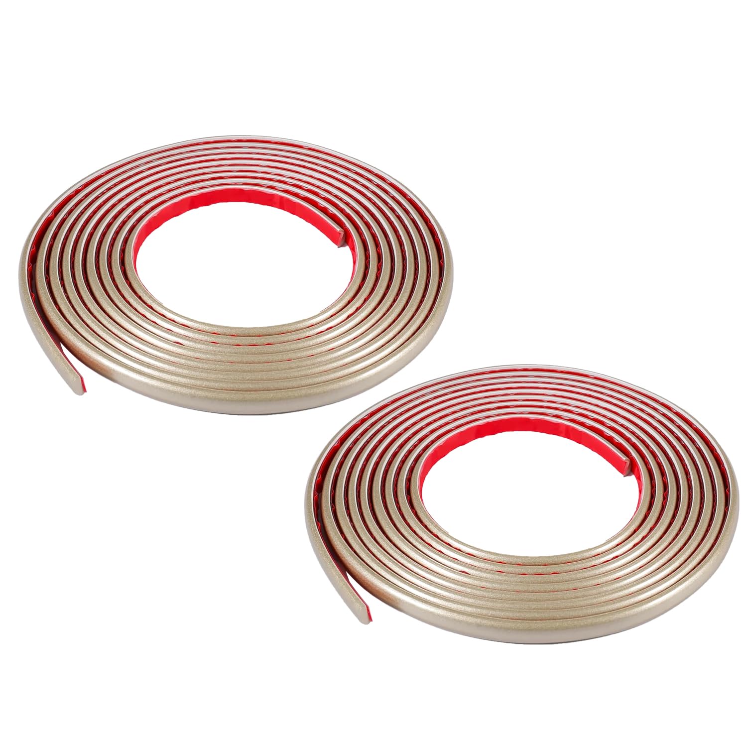 5M*2 Rolls Self-Adhesive PVC Tile Edging Strip Flexible Backsplash Floor Edge Moulding Trim,Laminate Beading,Liner for Corner,Caulk Decorative for Furniture Mirror,Panel,Wall,Champagne Gold — image 1