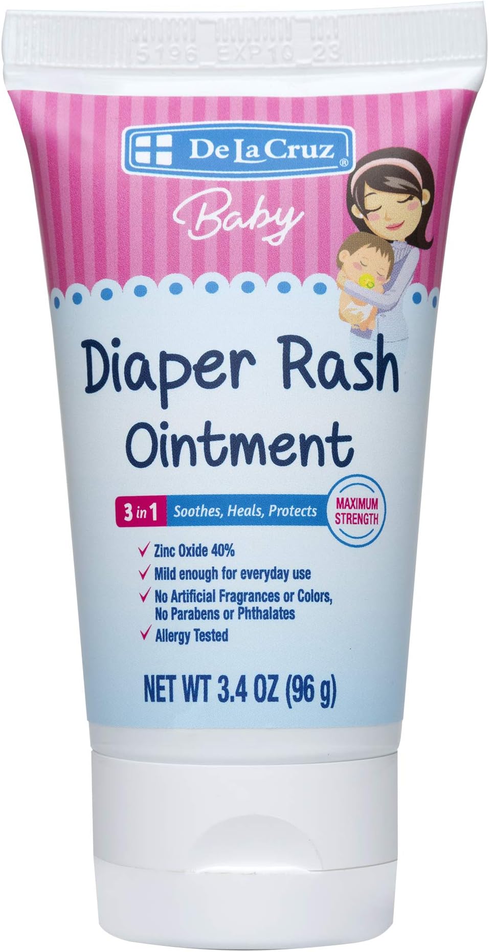 Diaper Rash Ointment with Maximum Strength 40% Zinc Oxide, Allergy-Tested, 3.4 OZ.