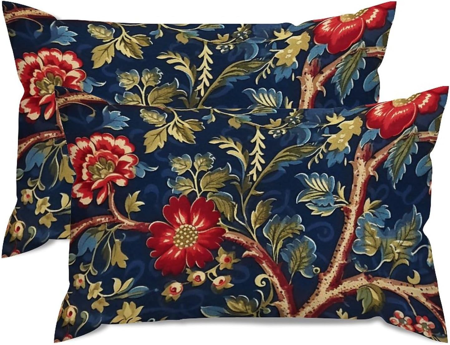 MISSUYSA Asian Throw Pillowcase Navy Blue Floral Botanical