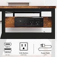 Vista 6 de Natwind 23.6"x19.7" Large Printer Stand,3 Tier Printer Table with Charging Station, Rolling Cart with Adjustable Storage Shelf for Home Office