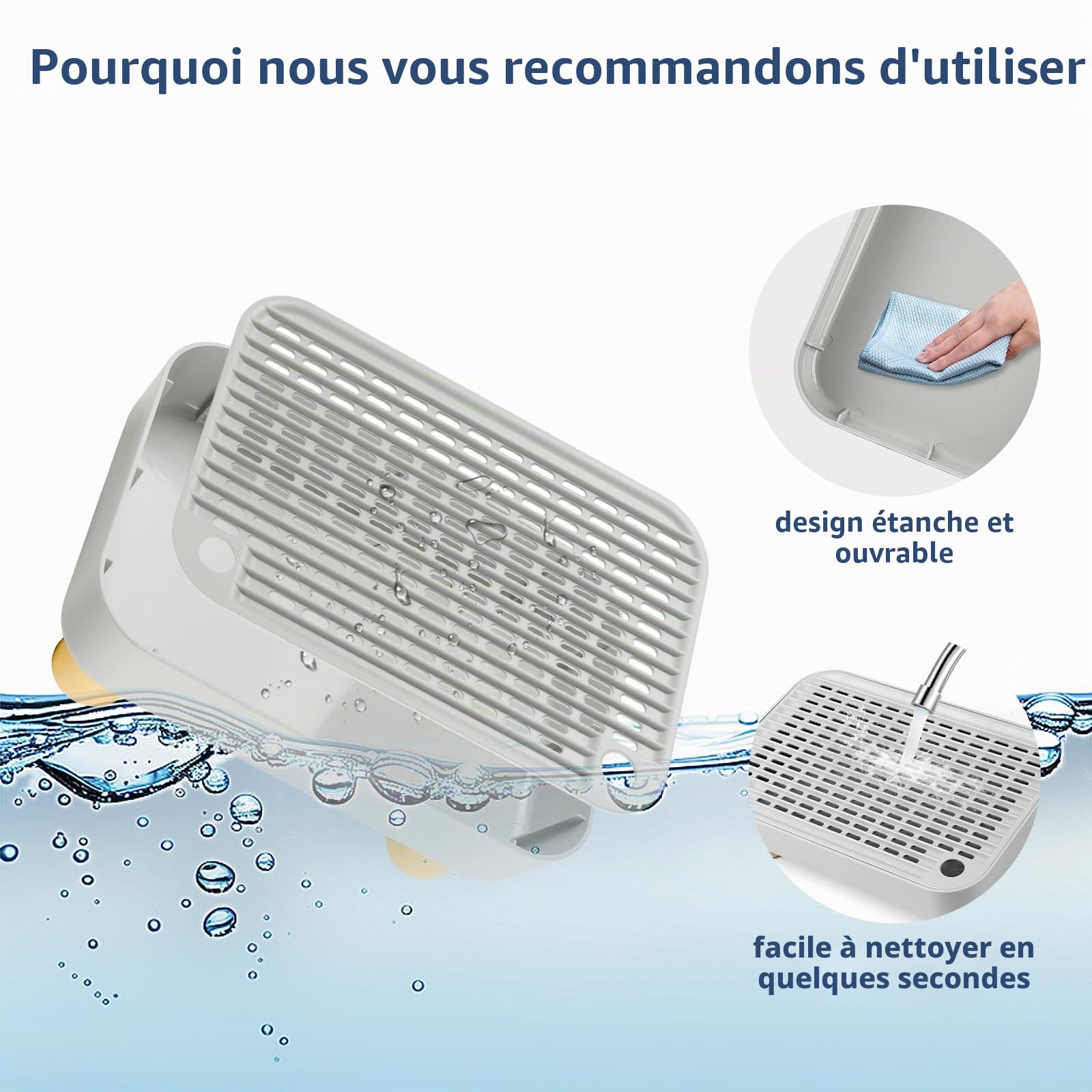 Kalolary Rampe pour Litière pour Chat, Marchepied Pédale Bois avec Fonction Filtre Toilettes Animaux Compagnie Faciles Nettoyer Marchepied Avant Piège Litière pour Chatons Chats Âgés (Gris Clair)