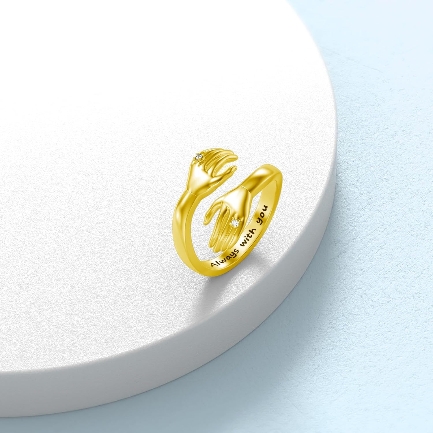 Diamond Hug Ring for Women 925 Sterling Silver Always With You Hug Rings with Lab Grown Diamond Jewelry Gifts for Loved Ones Adjustable Hug Rings - Image 2