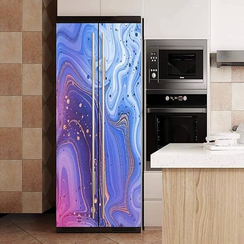 Miniatura 6 de Calcomanía 3D para puerta con diseño de mármol dorado, una hermosa combinación de mármol rosa, azul, dorado, removible, autoadhesivo, calcomanías de