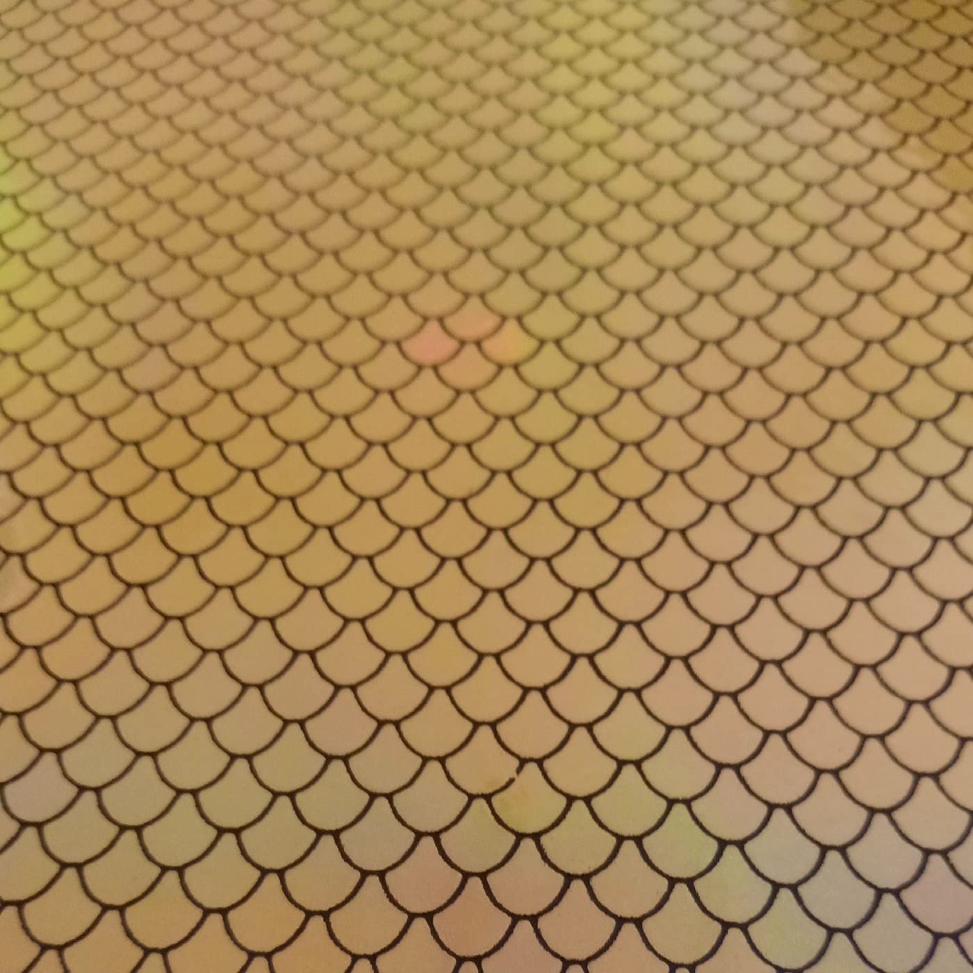 Podlinen Gold Colors Available Gloss Shimmer Mermaid/Fish Scale Faux Leather Pvc Leatherette Fabric Half Metre / 1 Metre / 5Metres Cut Off A 137Cm Roll (0.5 Mt X 1.4 Mts, ) Size 8