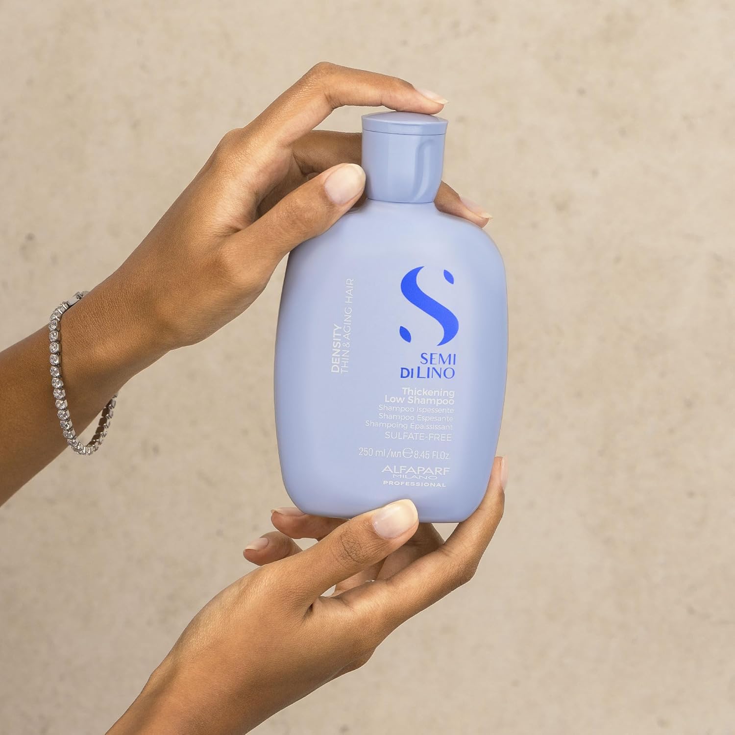 ALFAPARF MILANO Semi di Lino Density Thickening Shampoo - Peptides & Amido Acids - Fine & Thin Hair - Sulfate Free - Adds Body & Volume for Revitalized, Youthful & Thicker Hair