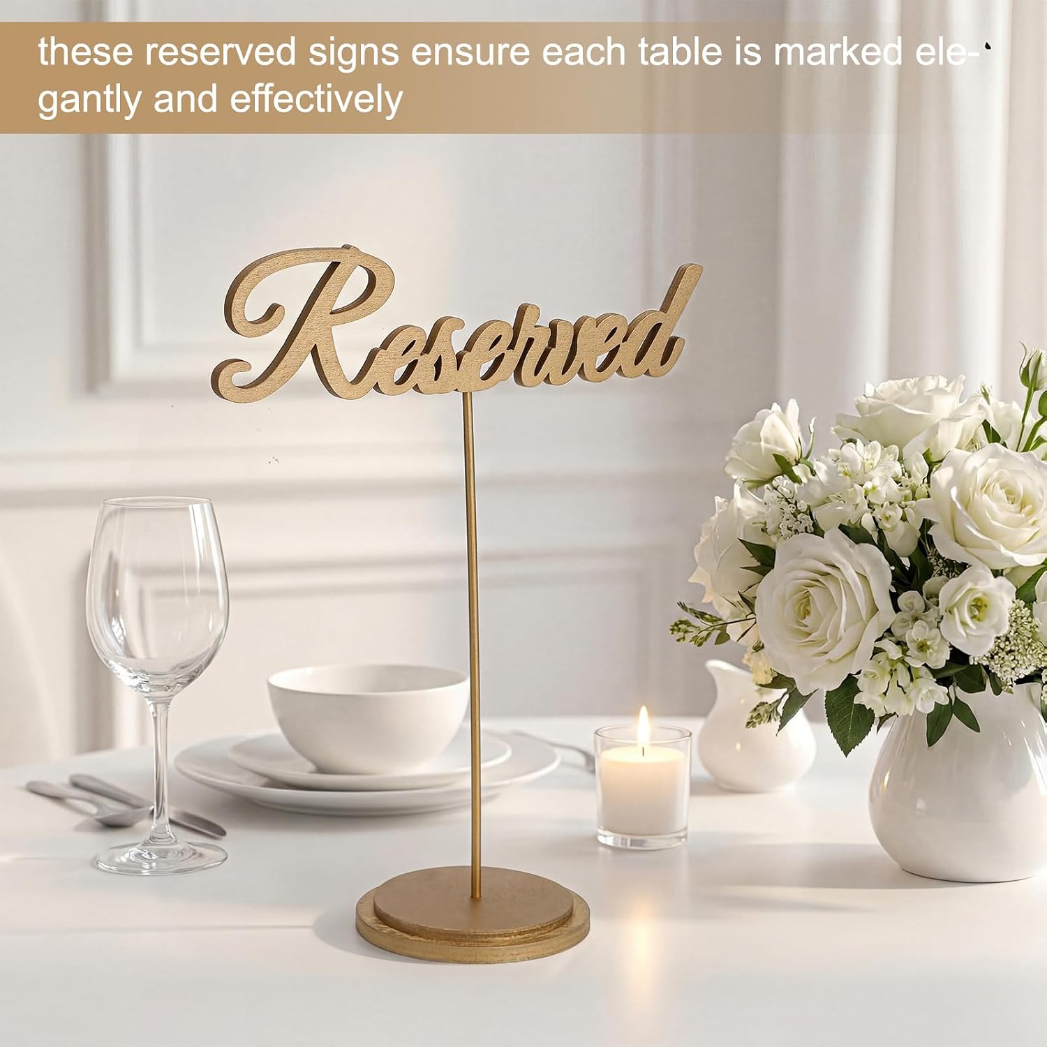 12 Pack Gold Reserved Table Signs for Wedding Bulk