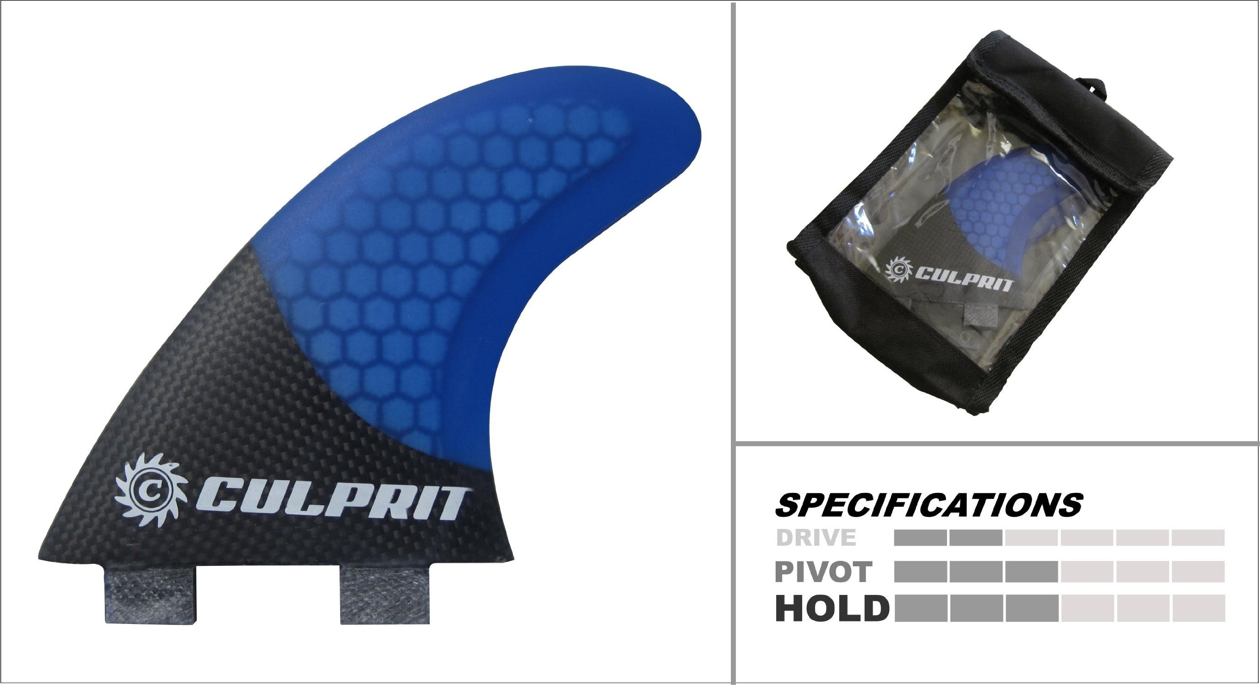 Culprit Surf Carbon Fiber Honeycomb Hybrid Thruster FCS Style FINS