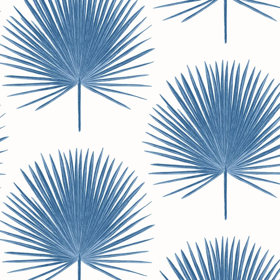 Seabrook Designs Palm Fronds Unpasted Wallpaper, Coastal Blue