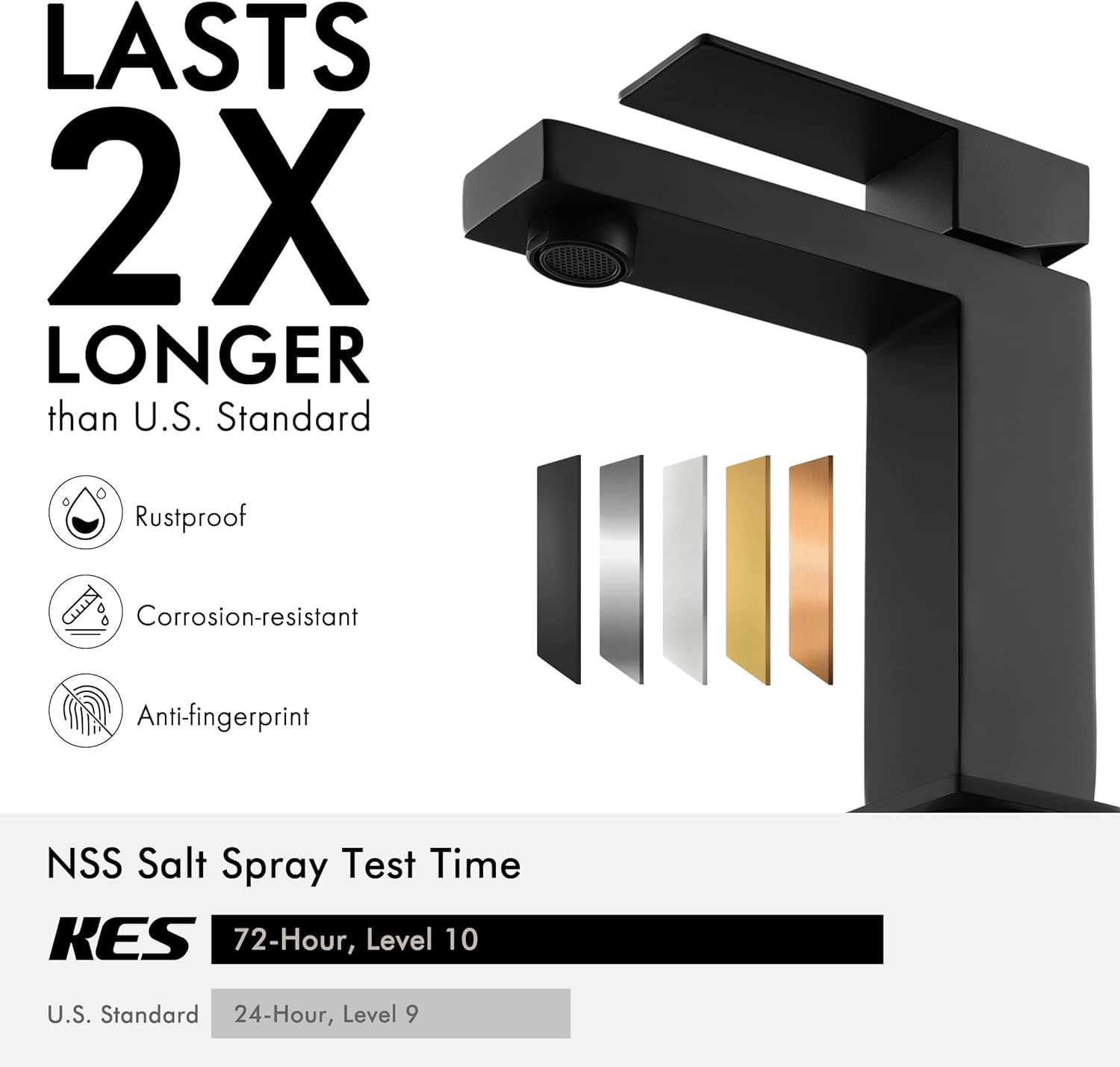 KES Black Bathroom Faucet Single Handle KES Shower Faucets Sets Complete Rain Shower Head Shower Valve, L3156ALF-BK-C2+ XB6202-BK-KES