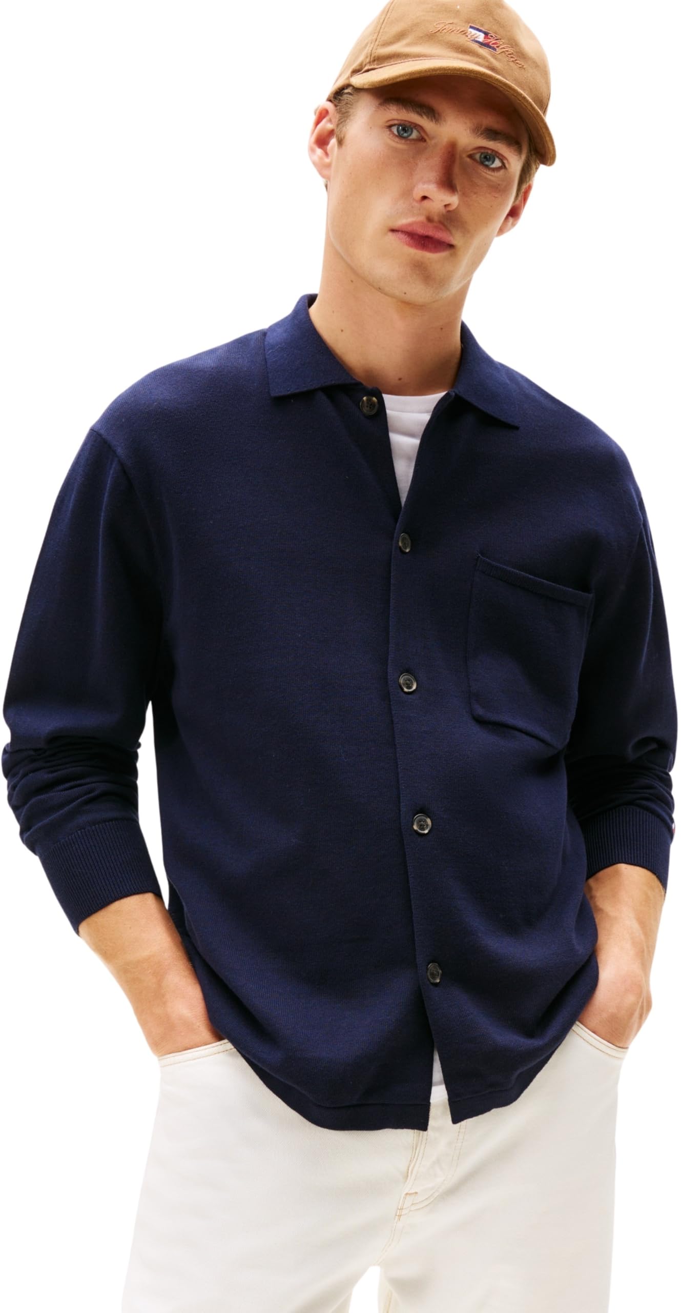 Tommy Hilfiger Men's Essential Cotton Overshirt, Blue (Desert Sky), L
