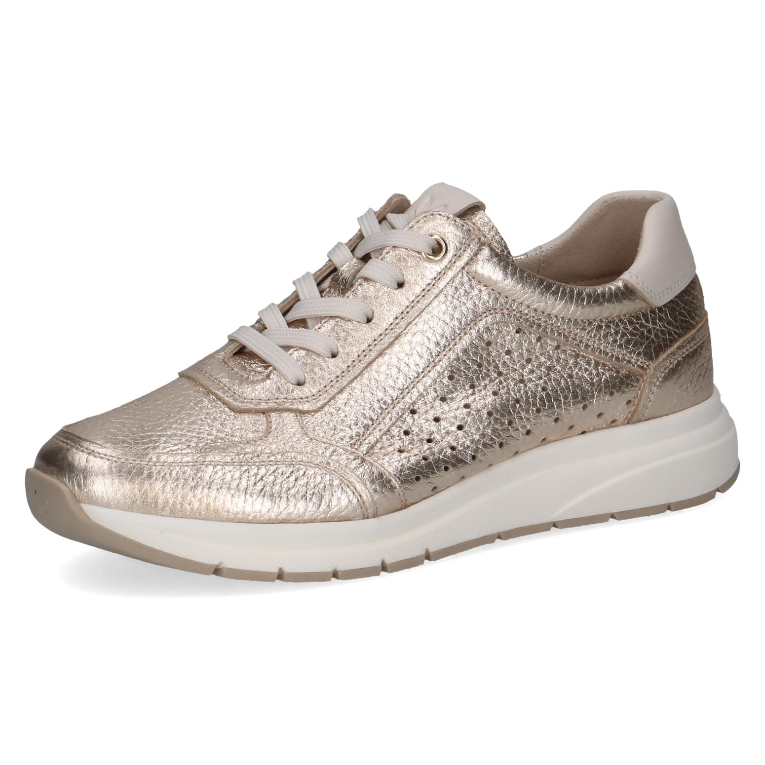 CAPRICE Women's Leather Sneakers, Metallic (LT.Gold Deer), 5 UK