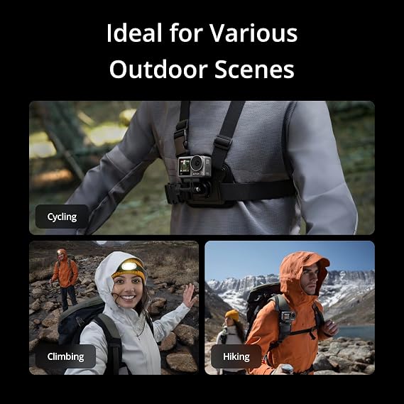 DJI Osmo Action 3 Outdoor Combo - 4K/120fps Action Camera with Chest & Backpack Strap Mount for Hiking and Cycling, Super-Wide FOV, HorizonSteady, Cold Resistant & Up to 320 Mins with 2 Batteries