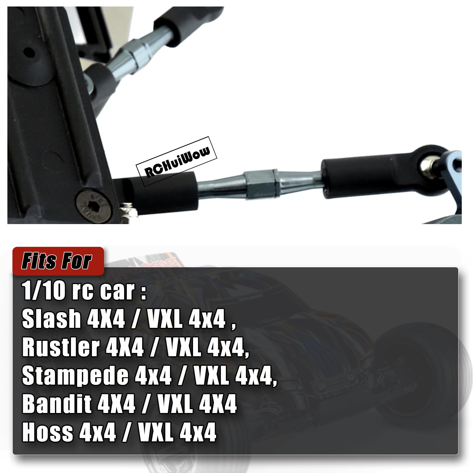 RCHuiWow Adjustable Turnbuckles Upgrades Part for 1/10 Slash 4x4 (VXL) Rustler 4x4 (VXL) Stampede 4x4 (VXL) Bandit 4x4 (VXL), RC Turnbuckles Camber Link Hop-up,7PCS,Titanium