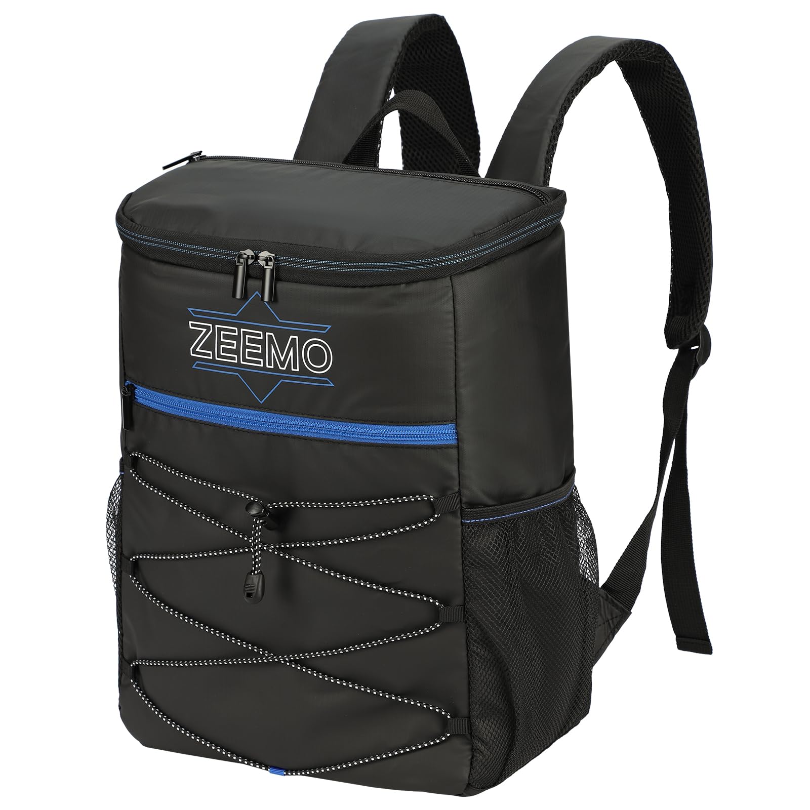 ZEEMO Backpack Cooler, 30 Can Insulated Leak Proof Lunch Bag, 17.5L Large Capacity, Lightweight Rucksack for Beach, Picnic, Backyard, Black