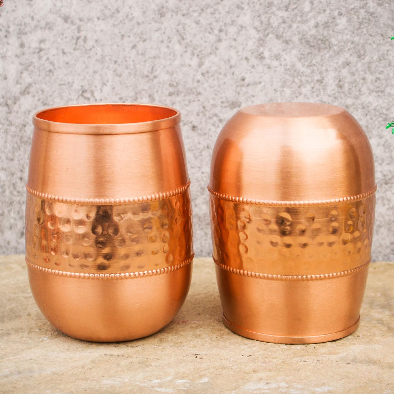 ANCIENT IMPEX Set di 2 bicchieri in rame puro per benefici per la salute dell'Ayurveda (11,8 once fluide americane)