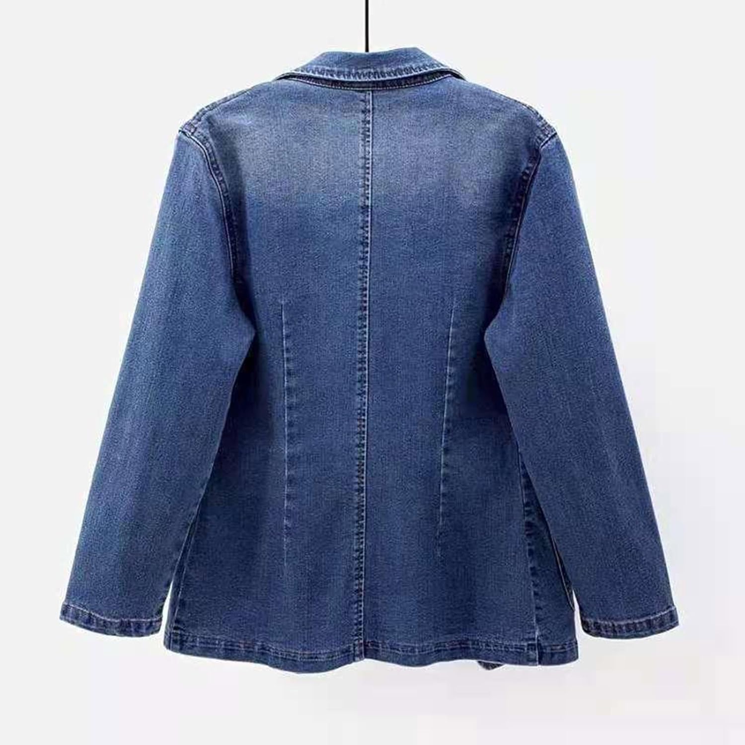 Blazer à Manches Longues Pour Femme - Grande Taille - Blazer D'été - Veste D 'été Longue Et Légère - Veste En Jean Surdimensionnée - Veste En Jean Vieilli - Taille 44, Bleu, S